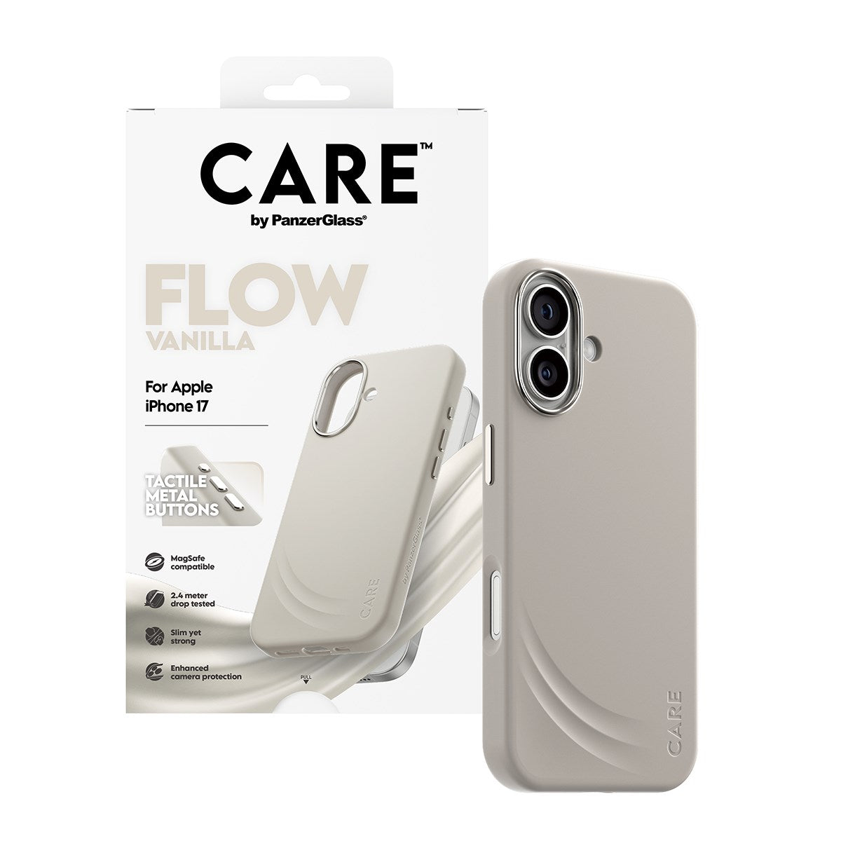 CARE by PanzerGlass® FLOW Case Vanilla m. MagSafe iPhone 17