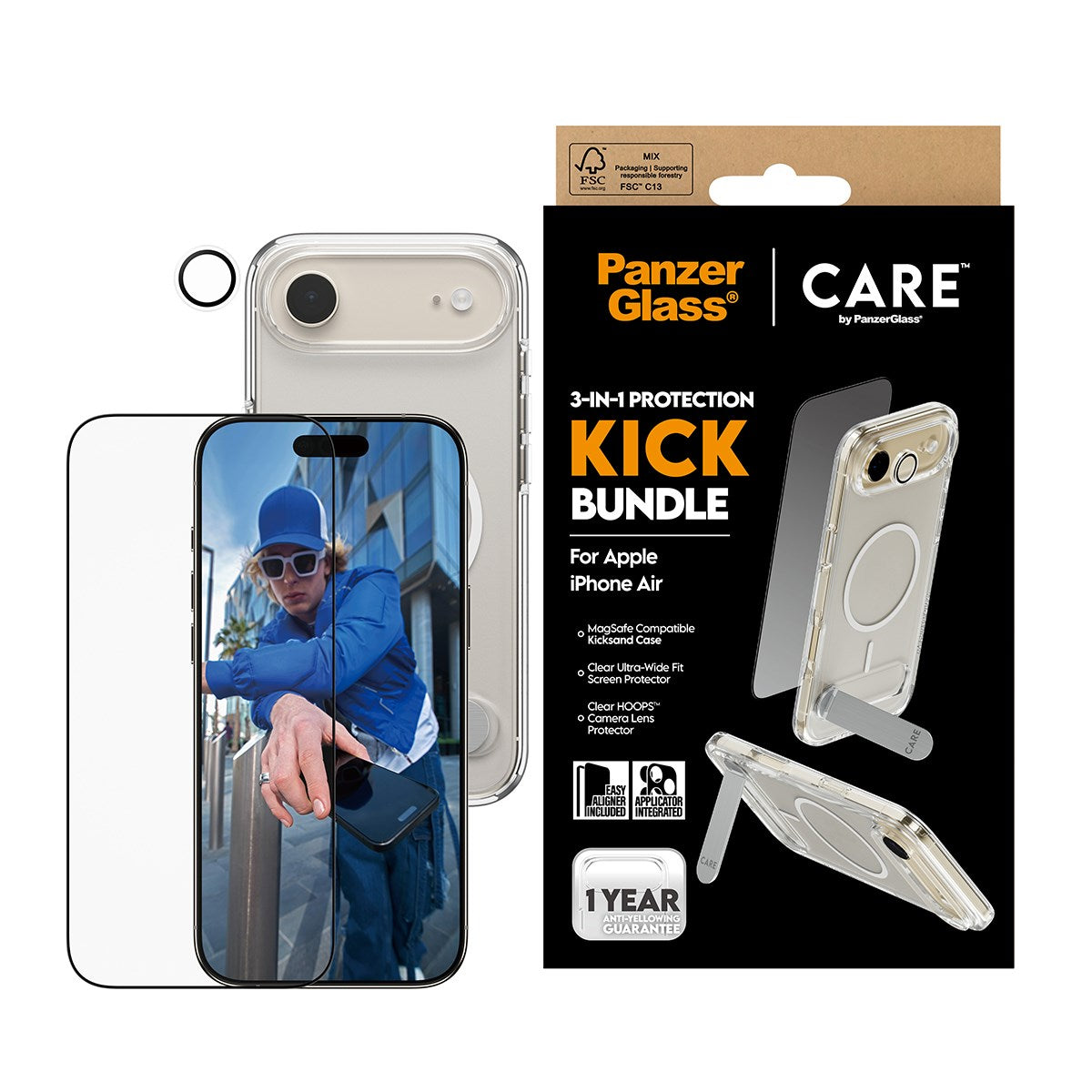 PanzerGlass® | CARE by PanzerGlass® 3-in-1 Kick Pakke iPhone Air