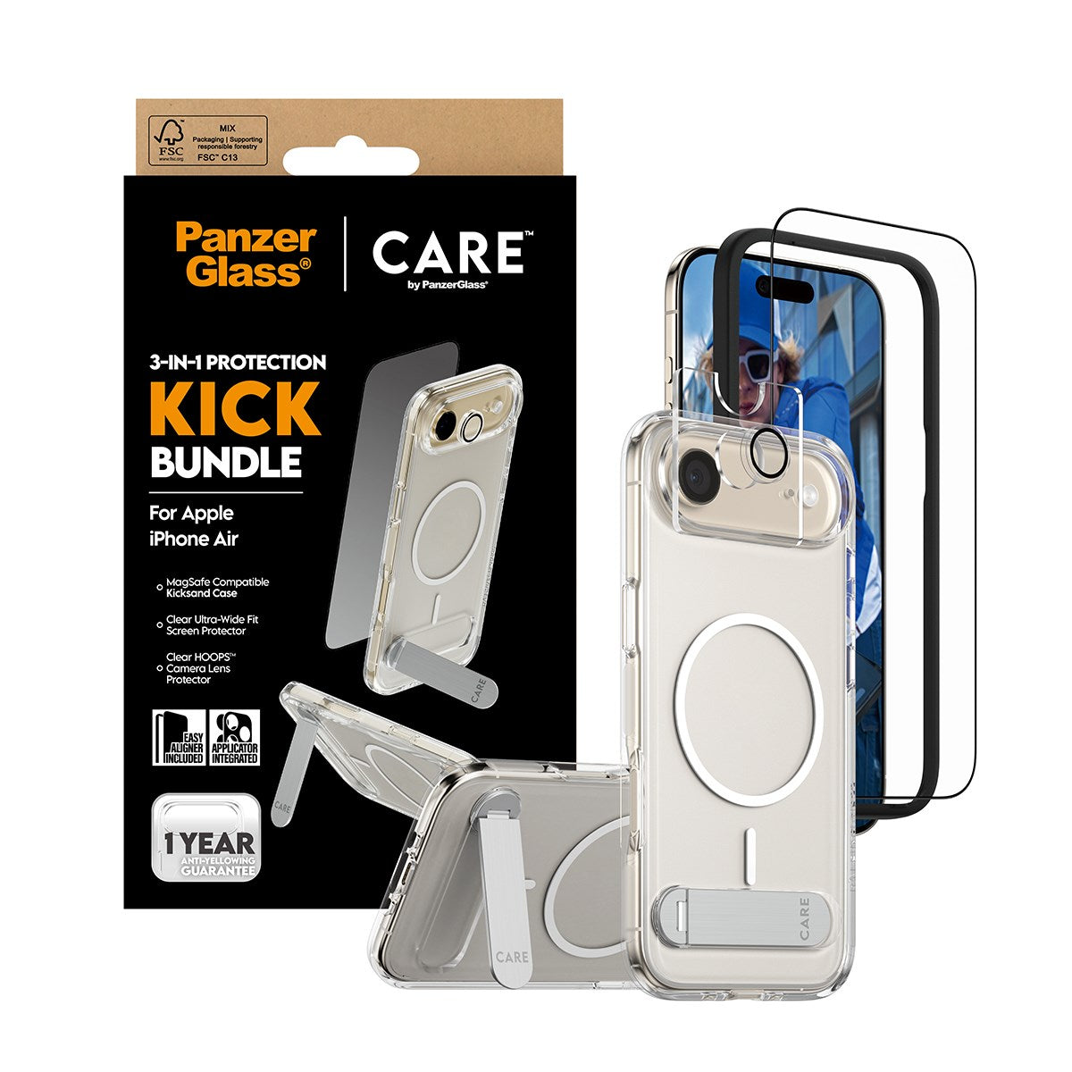 PanzerGlass® | CARE by PanzerGlass® 3-in-1 Kick Pakke iPhone Air