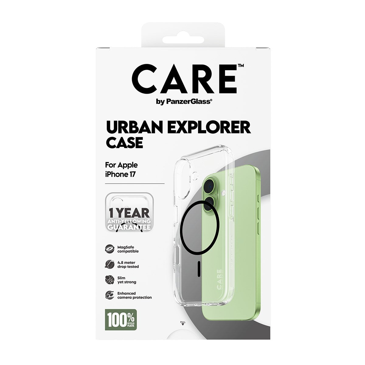 CARE by PanzerGlass® Urban Explorer Case Transparent m. Sort MagSafe iPhone 17