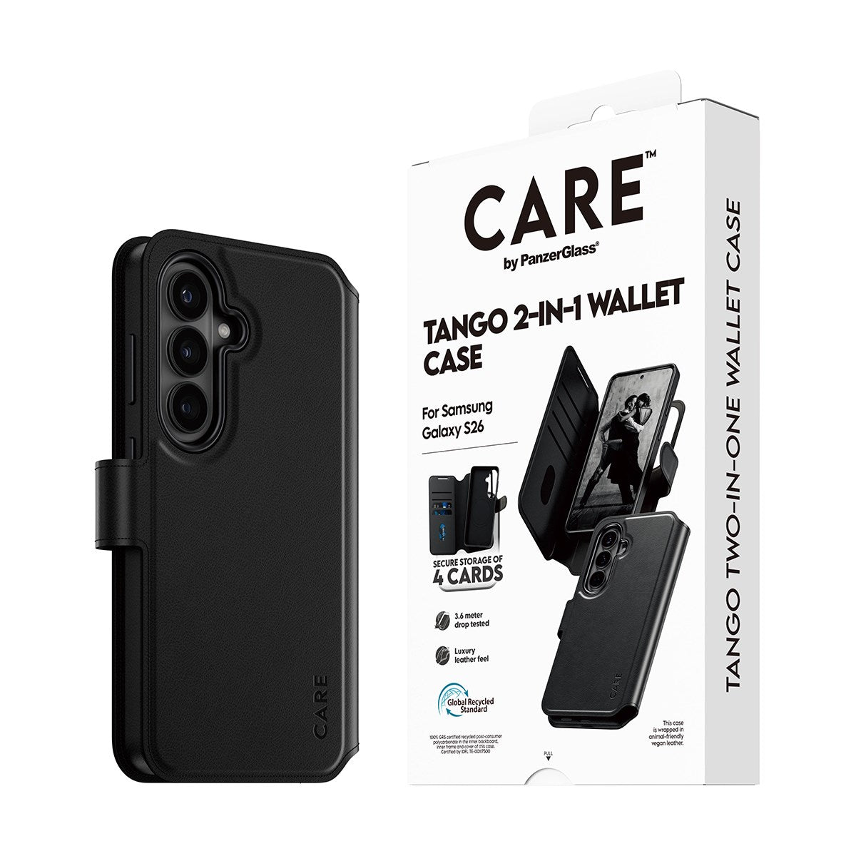 CARE™ by PanzerGlass® Tango 2-in-1 Wallet Case m. Qi Samsung Galaxy S26
