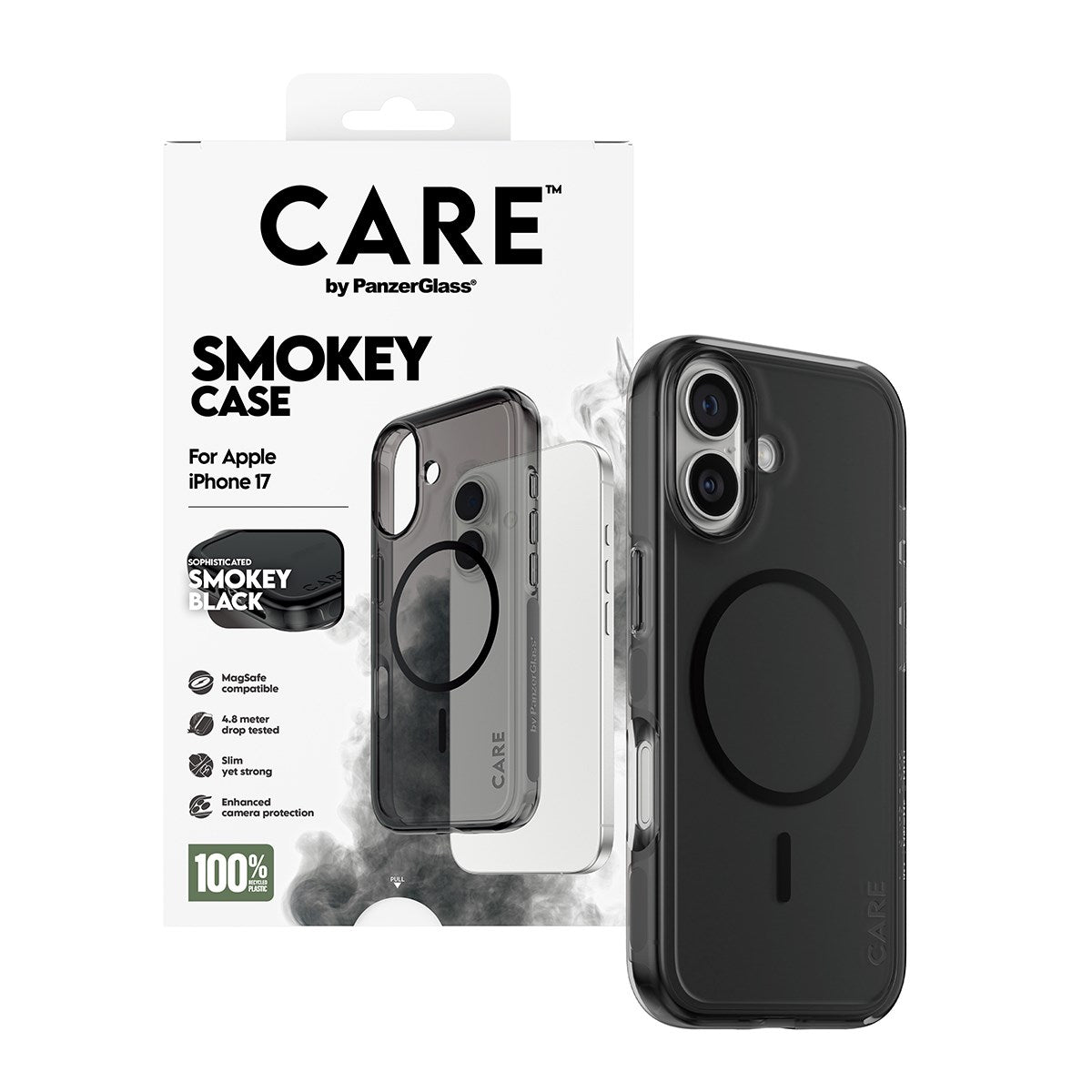 CARE by PanzerGlass® Urban Explorer Case Smokey m. Sort MagSafe iPhone 17