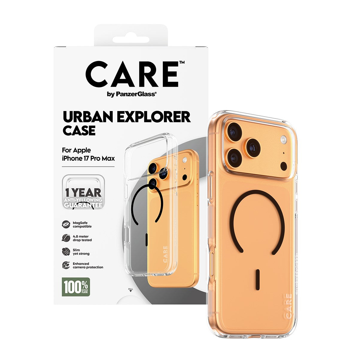 CARE™ by PanzerGlass® Urban Explorer Case Transparent m. Sort MagSafe iPhone 17 Pro Max