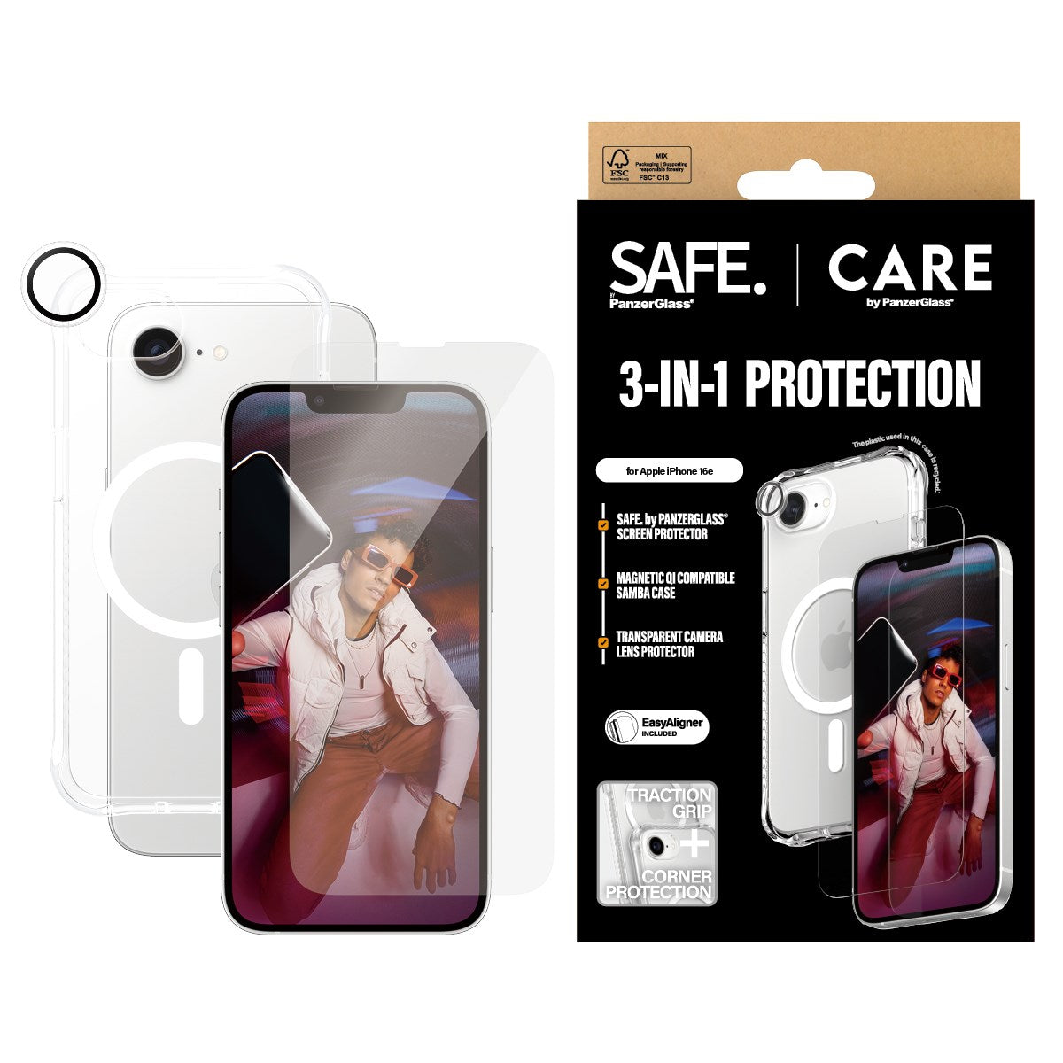 CARE by PanzerGlass® 3-in-1 Pakke iPhone 16e