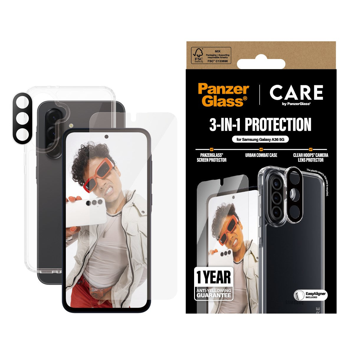 PanzerGlass® | CARE by PanzerGlass® Urban Combat 3-in-1 Pakke Samsung Galaxy A36 5G