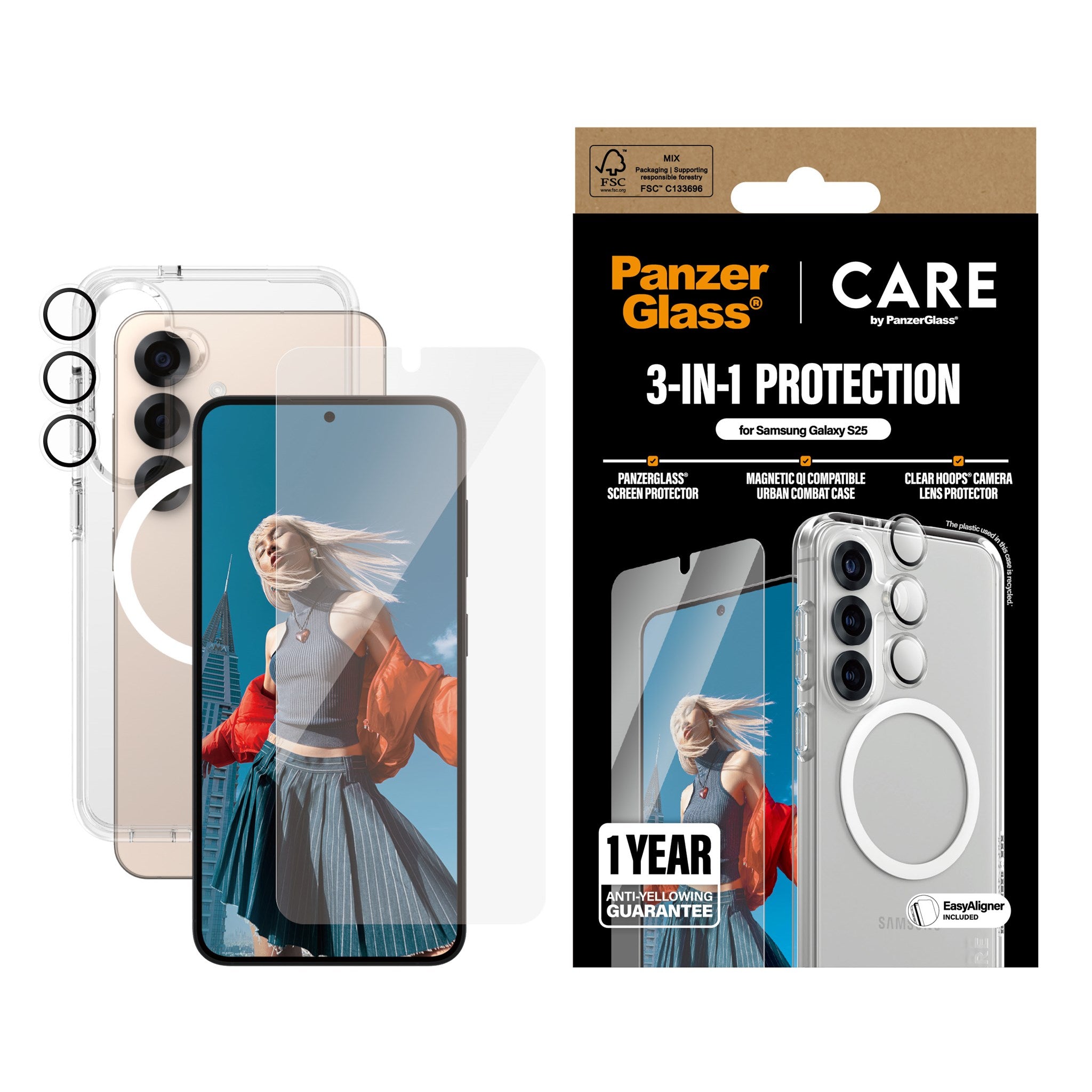 PanzerGlass® | CARE by PanzerGlass® Urban Combat 3-in-1 Pakke Samsung Galaxy S25