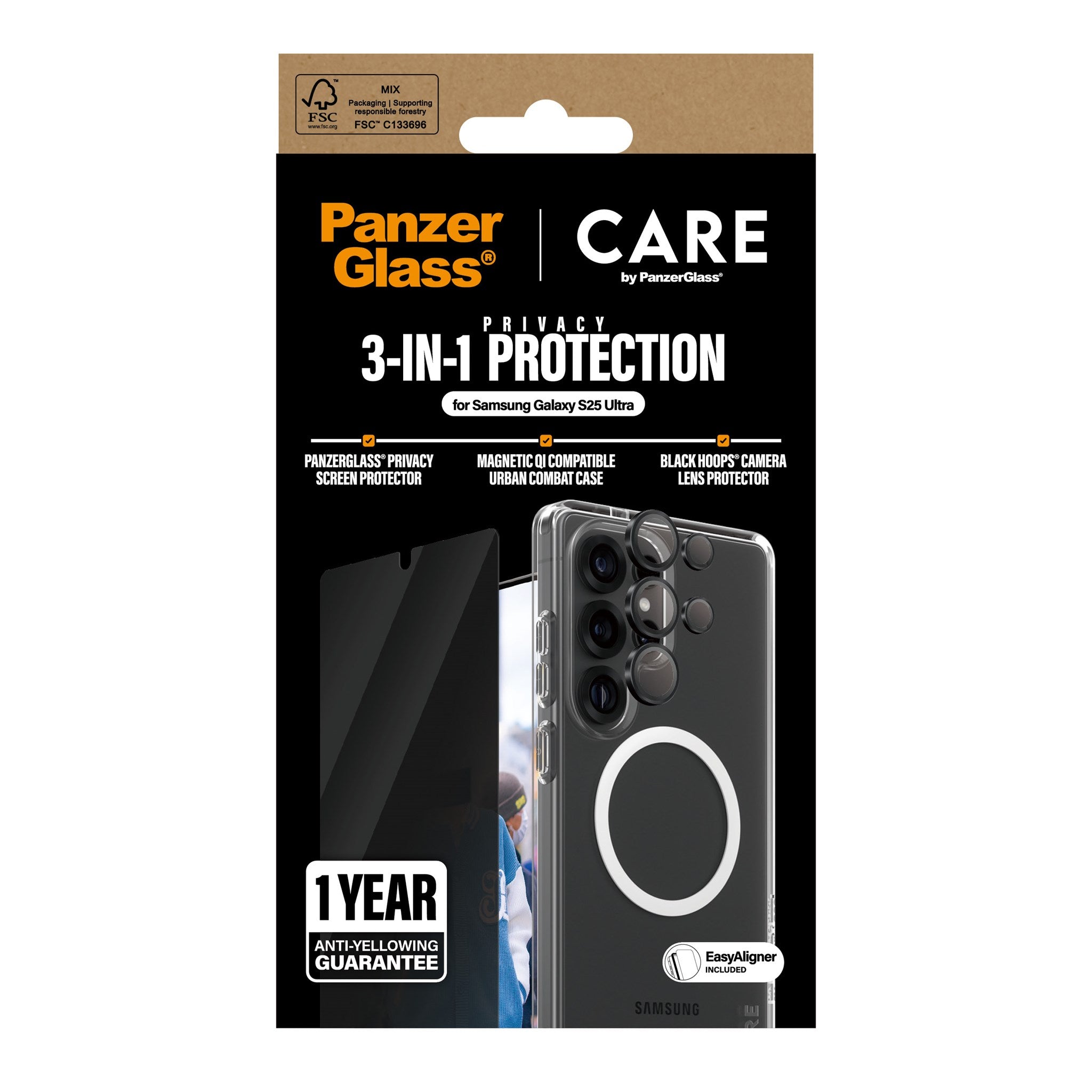 PanzerGlass® | CARE by PanzerGlass® Urban Combat 3-in-1 Privacy Pakke Samsung Galaxy S25 Ultra