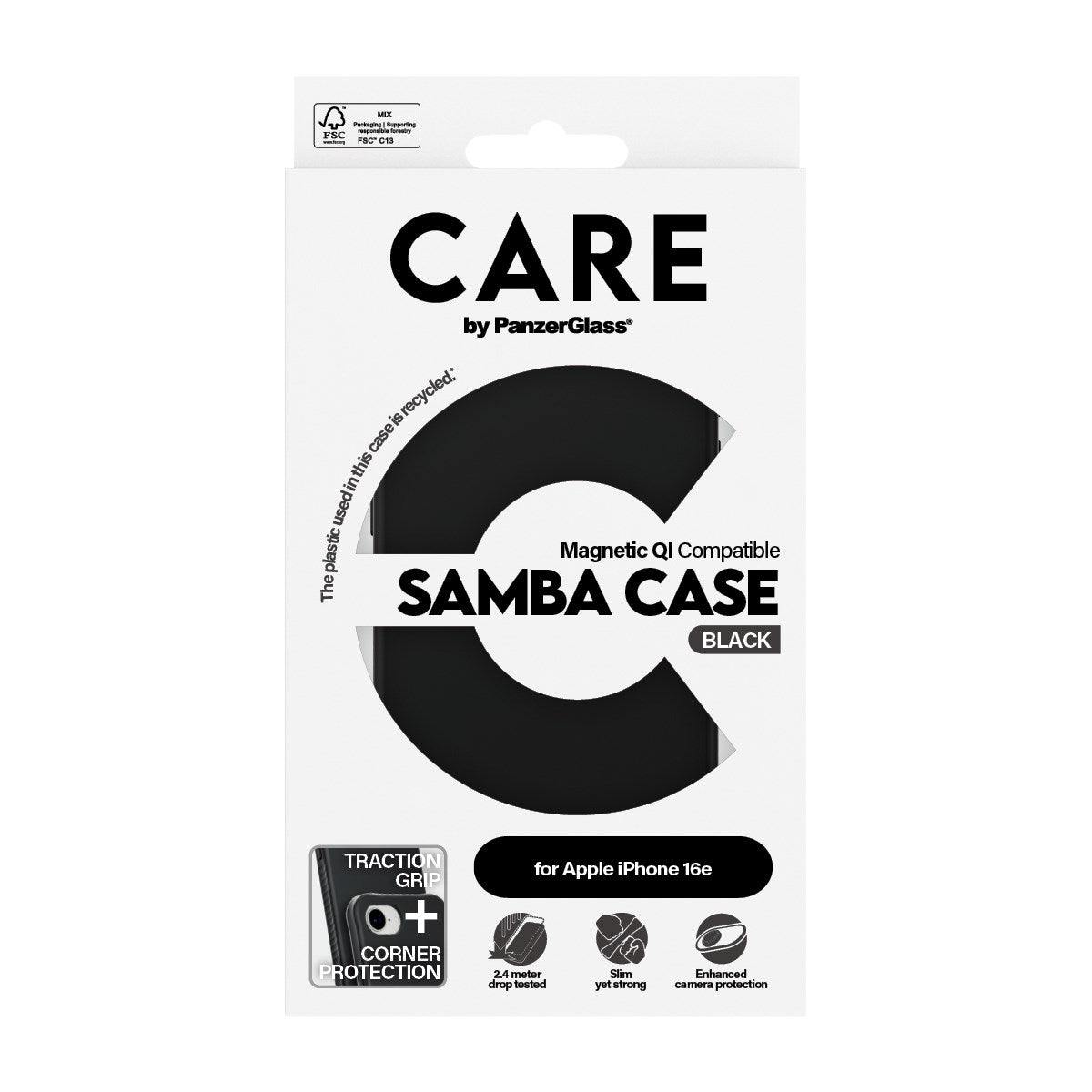 CARE by PanzerGlass® Samba Case Sort m. Qi Compatible iPhone 16e