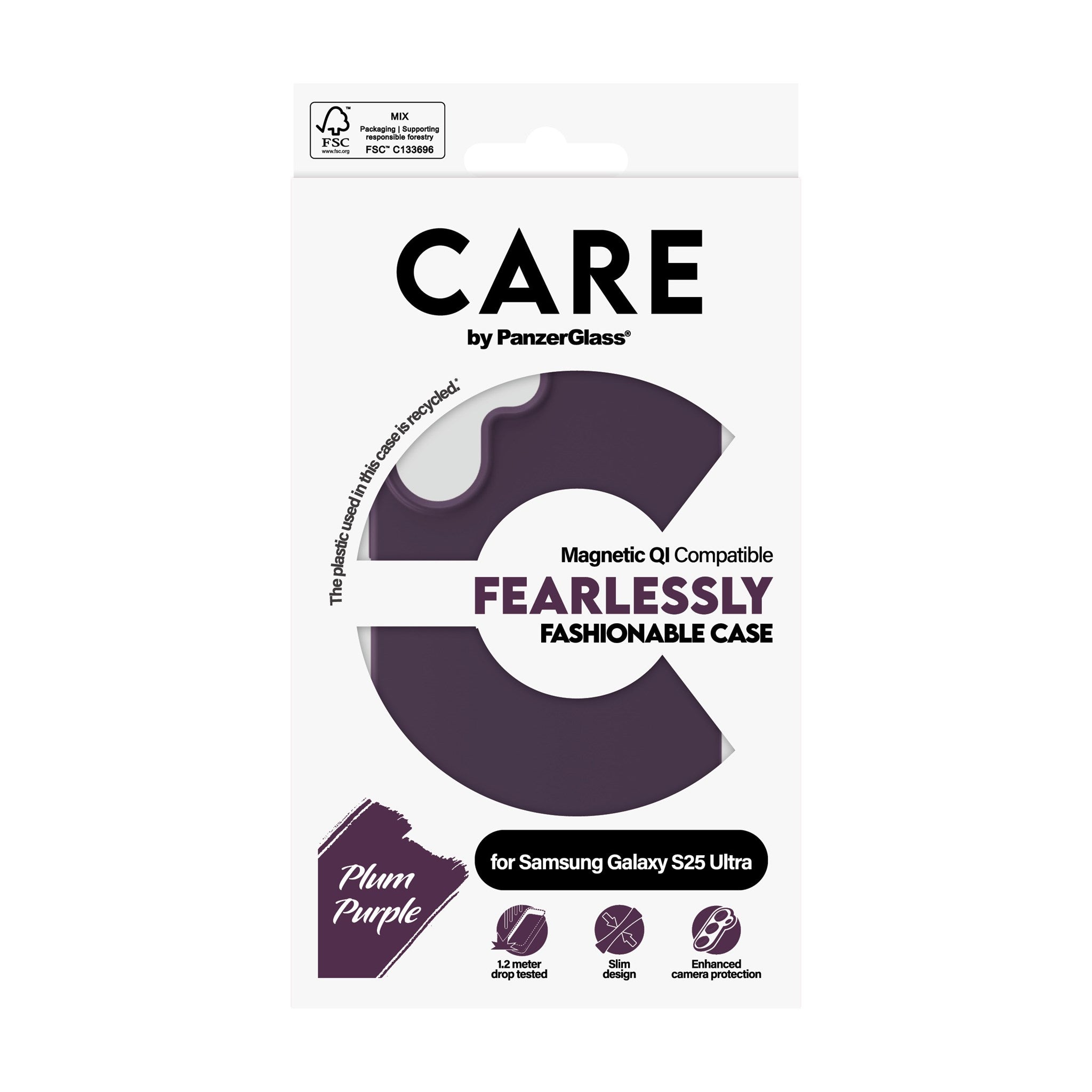 CARE by PanzerGlass® Case Plum Purple m. Qi Compatible Samsung Galaxy S25 Ultra
