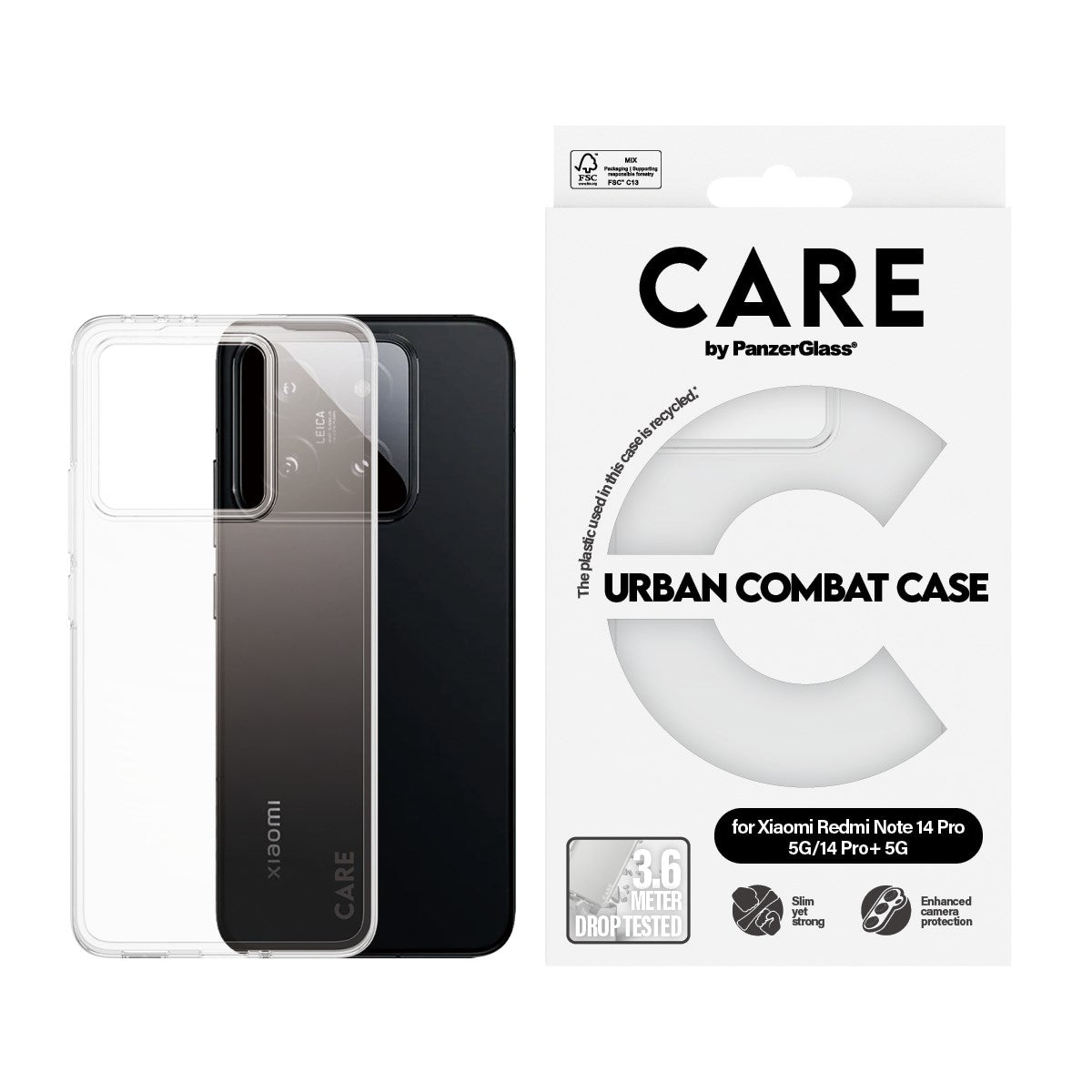 CARE™ by PanzerGlass® Urban Combat Case Transparent Xiaomi Redmi Note 14 Pro 5G | 14 Pro+ 5G