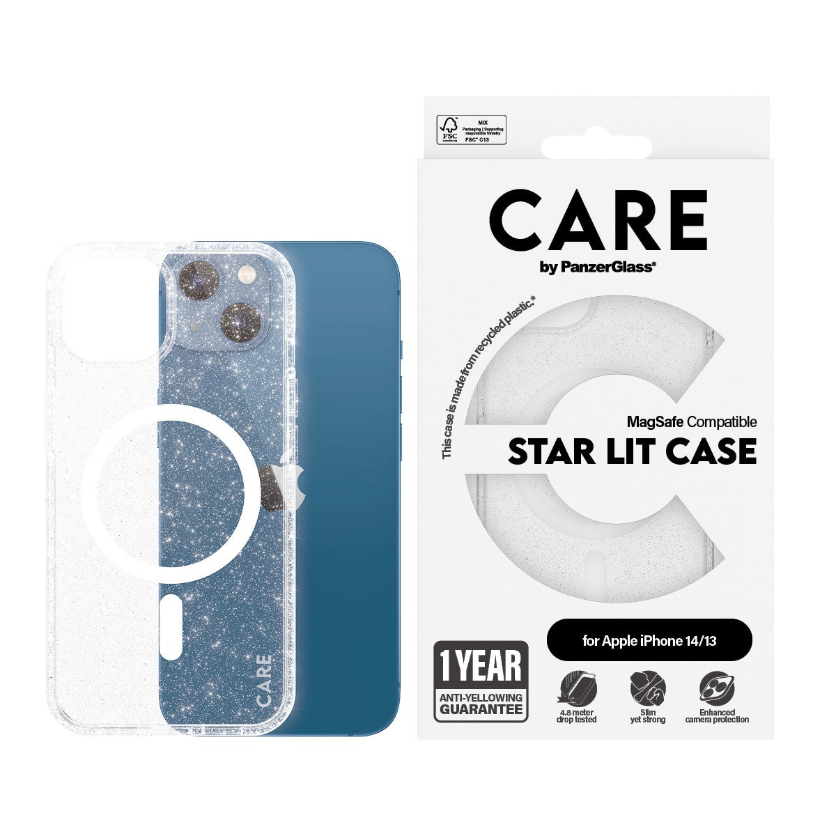 CARE by PanzerGlass® Urban Combat Case Star Lit m. Hvid MagSafe iPhone 14 | 13