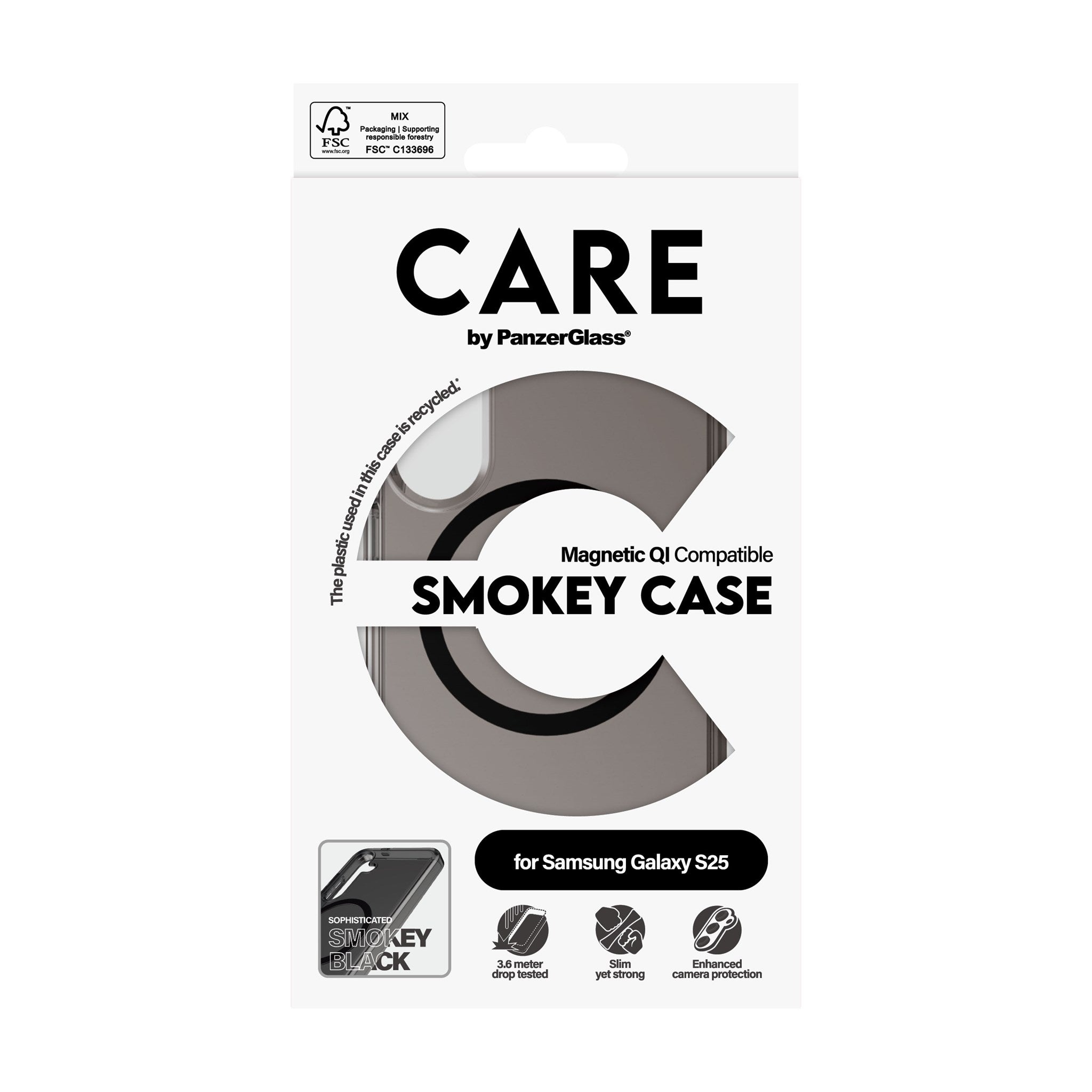 CARE by PanzerGlass® Urban Combat Case Smokey m. Sort Qi Compatible Samsung Galaxy S25