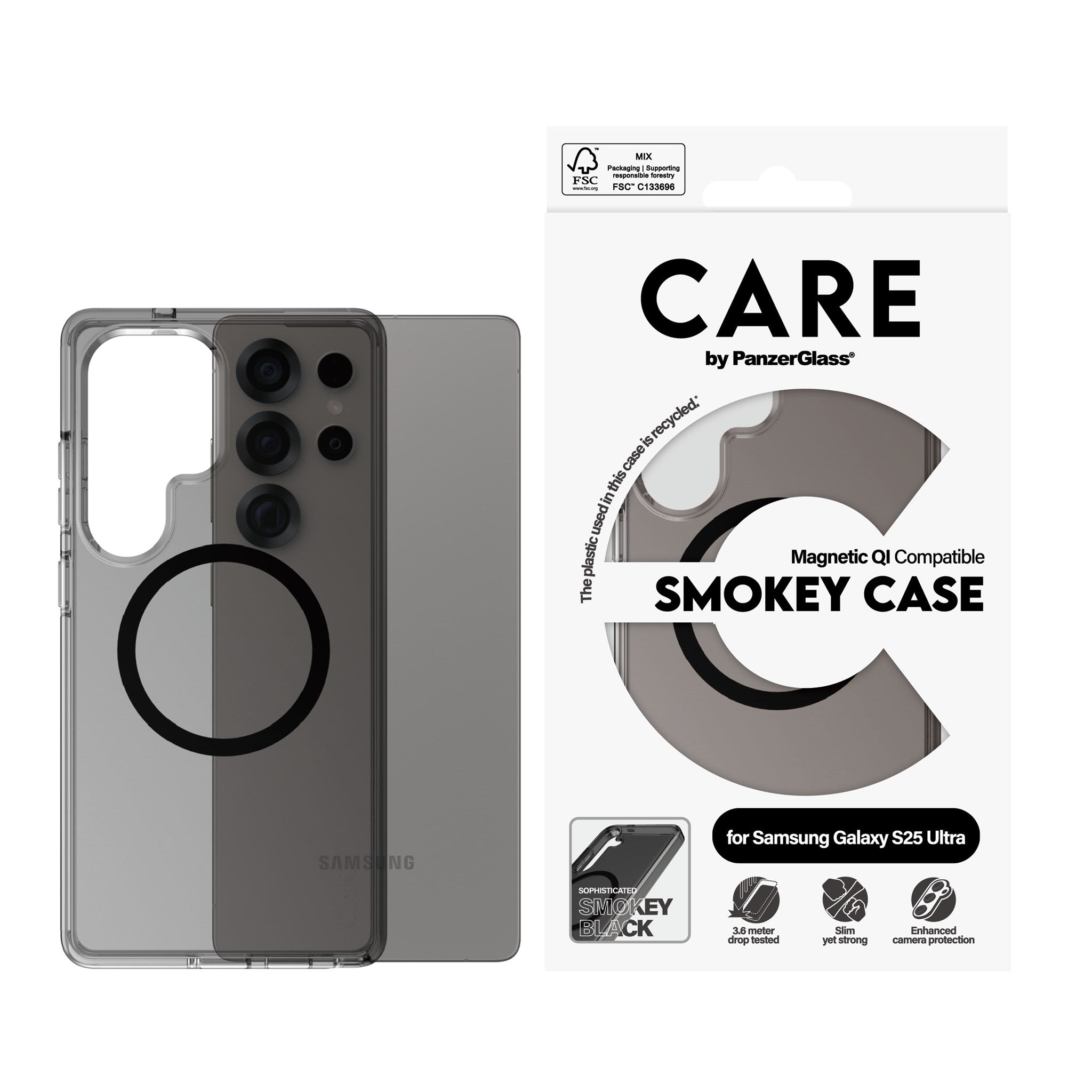 CARE by PanzerGlass® Urban Combat Case Smokey m. Sort Qi Compatible Samsung Galaxy S25 Ultra