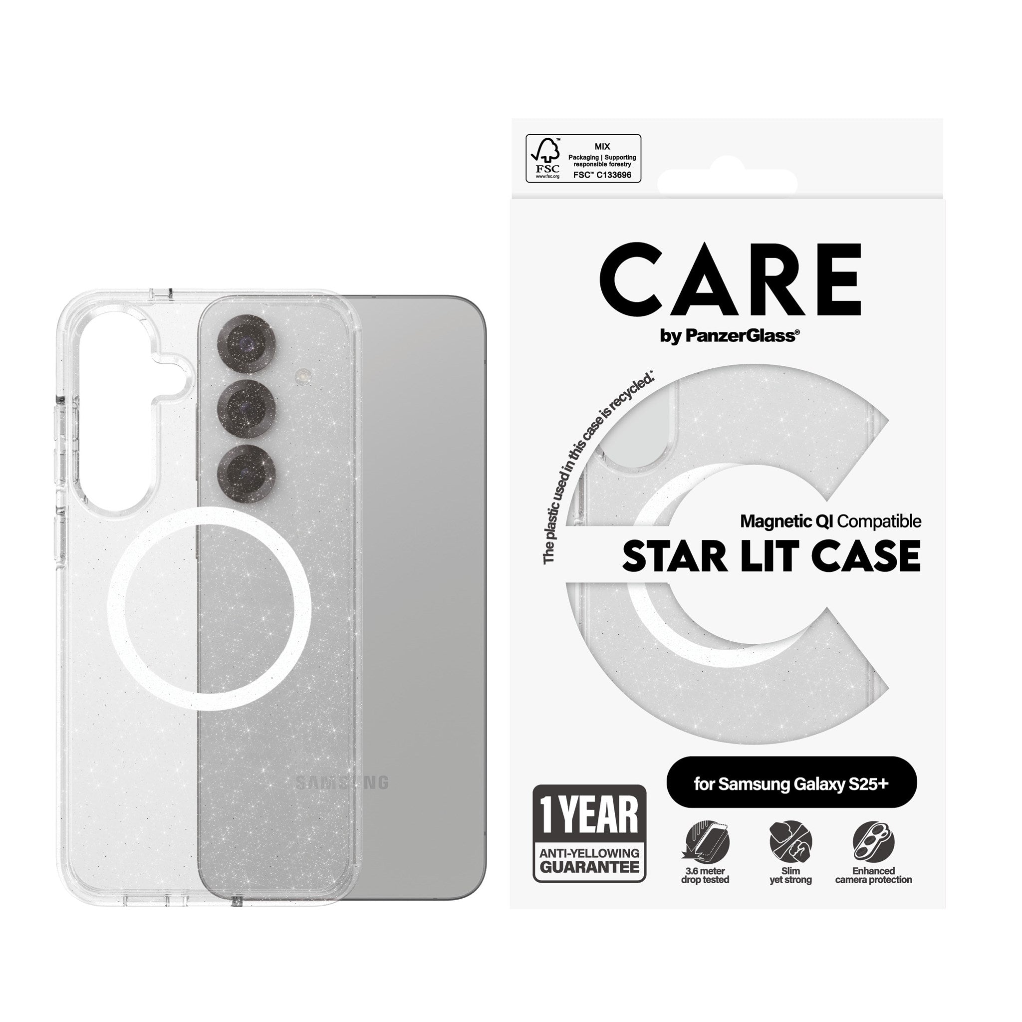 CARE by PanzerGlass® Urban Combat Case Star Lit m. Hvid Qi Compatible Samsung Galaxy S25+