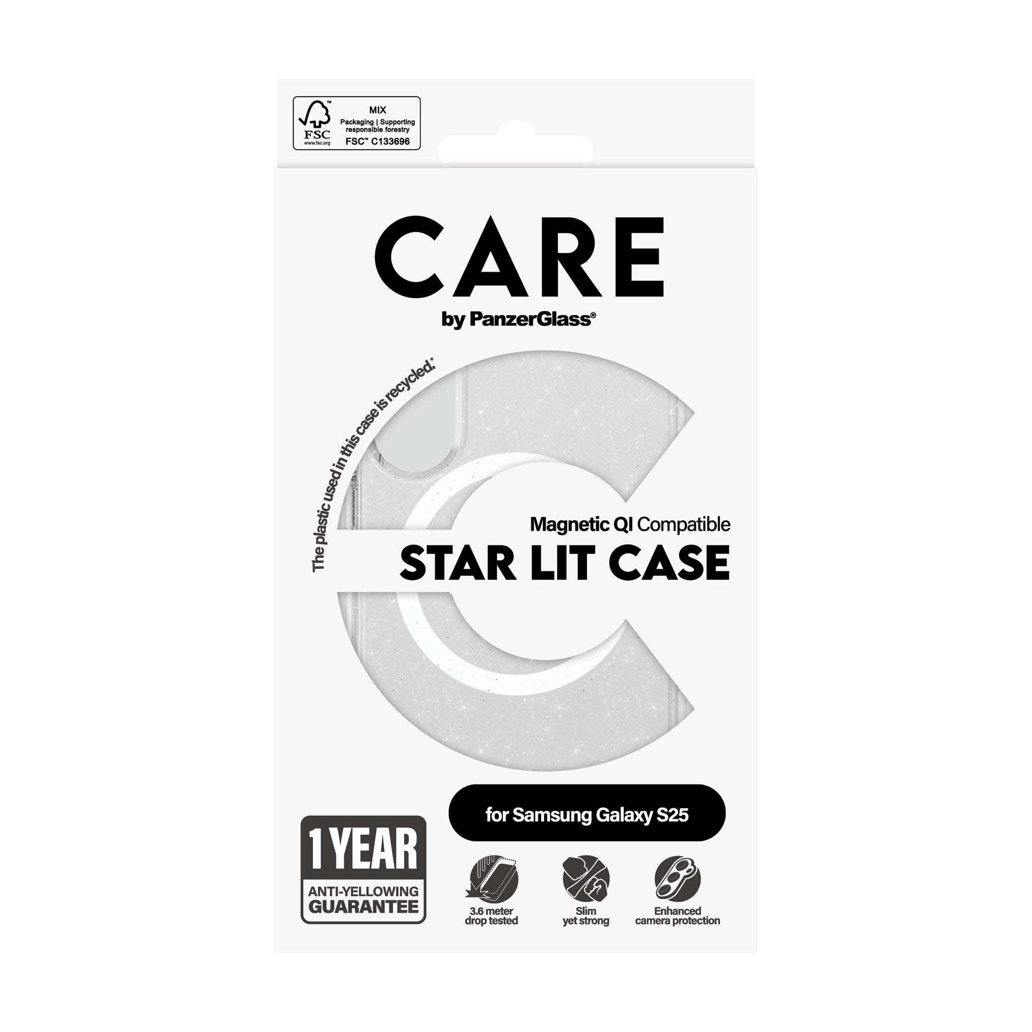 CARE by PanzerGlass® Urban Combat Case Star Lit m. Hvid Qi Compatible Samsung Galaxy S25