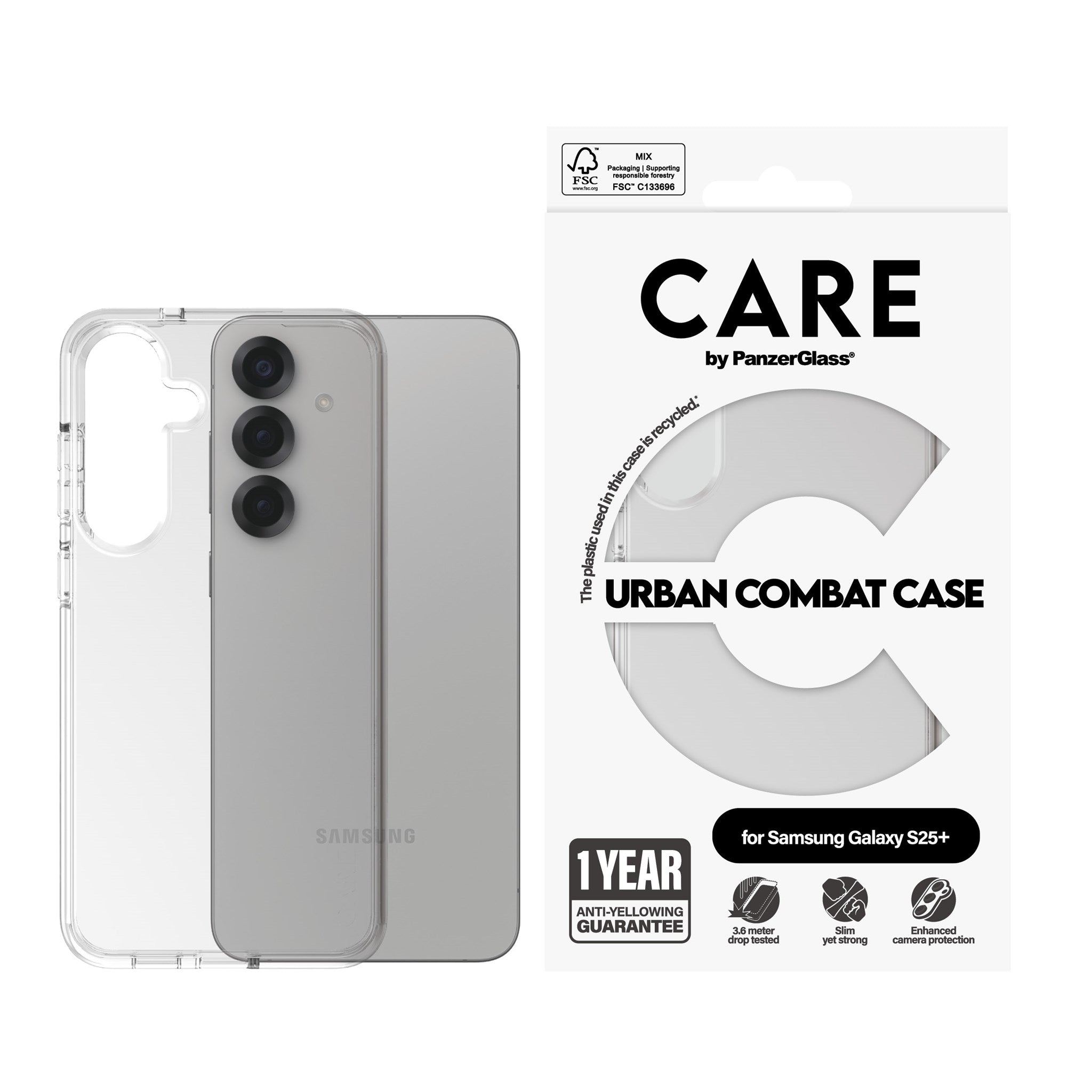 CARE by PanzerGlass® Urban Combat Case Transparent Samsung Galaxy S25+