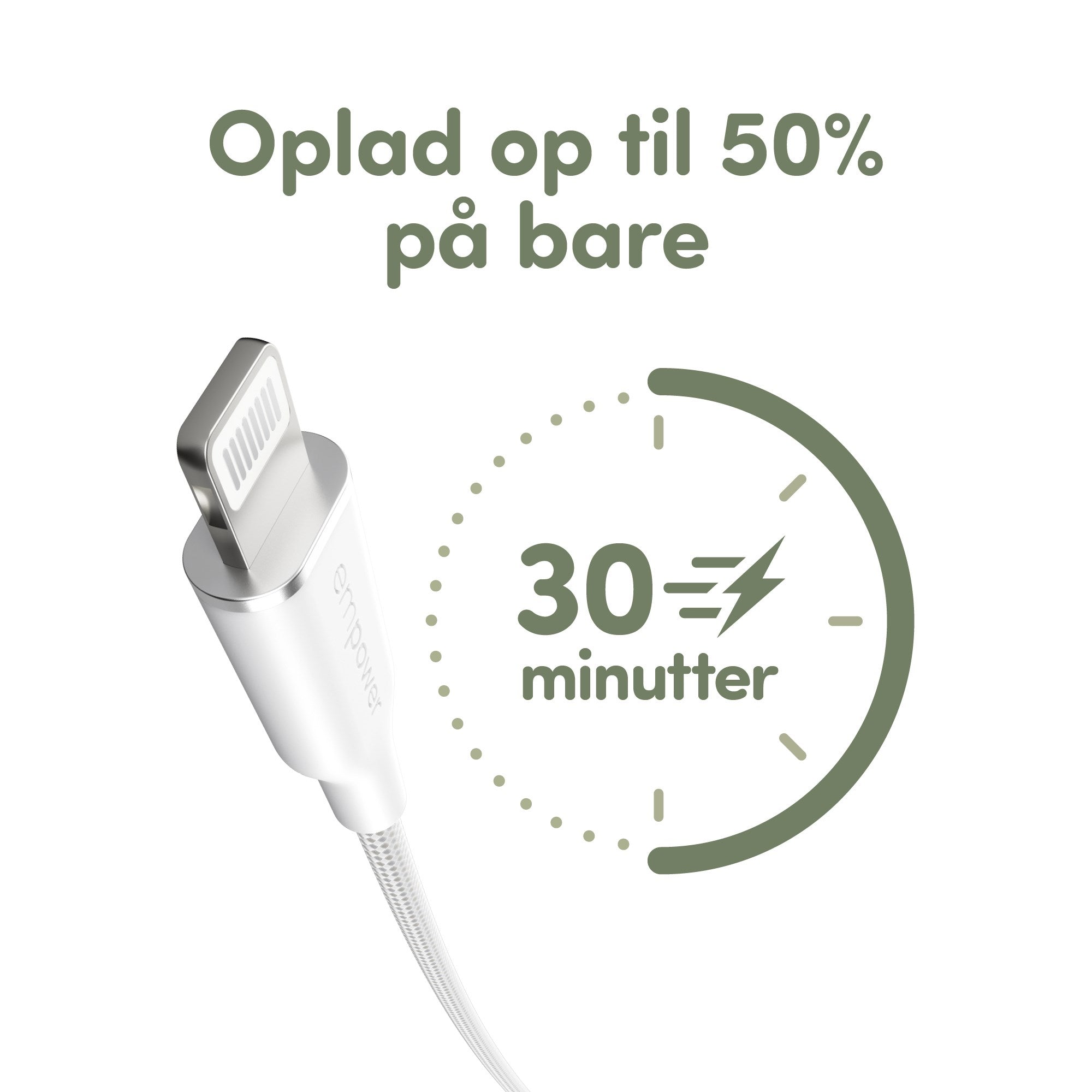 empower™ by PanzerGlass® Racing 60W USB-C to Lightning Kabel | USB 2.0 | 1.2M | Silver White