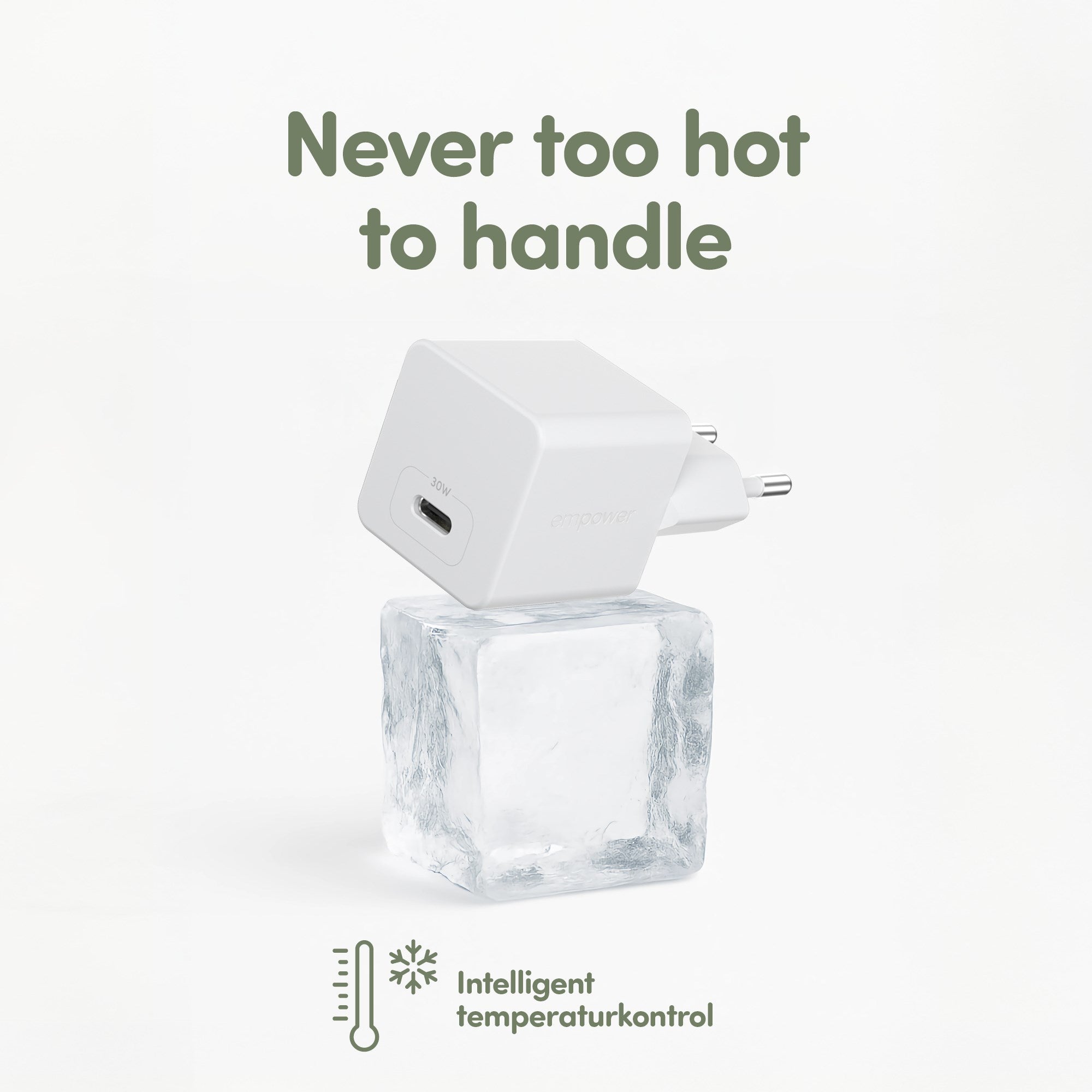 empower™ by PanzerGlass® Turbo 30W Oplader Single USB-C | EU Stik | Silver White