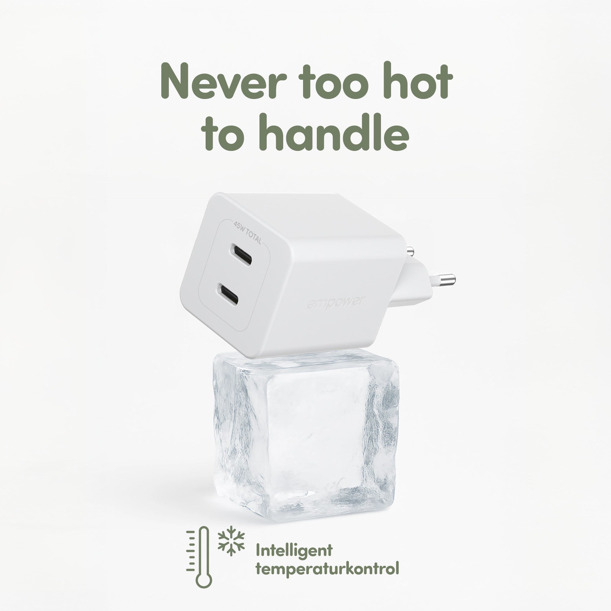 empower™ by PanzerGlass® Turbo 45W Oplader inkl. 2 x USB-C | EU Stik | Silver White