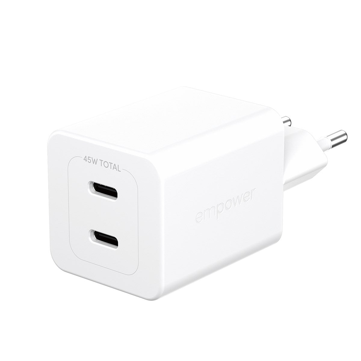 empower by PanzerGlass® Turbo 45W Oplader inkl. 2 x USB-C | EU Stik | Silver White