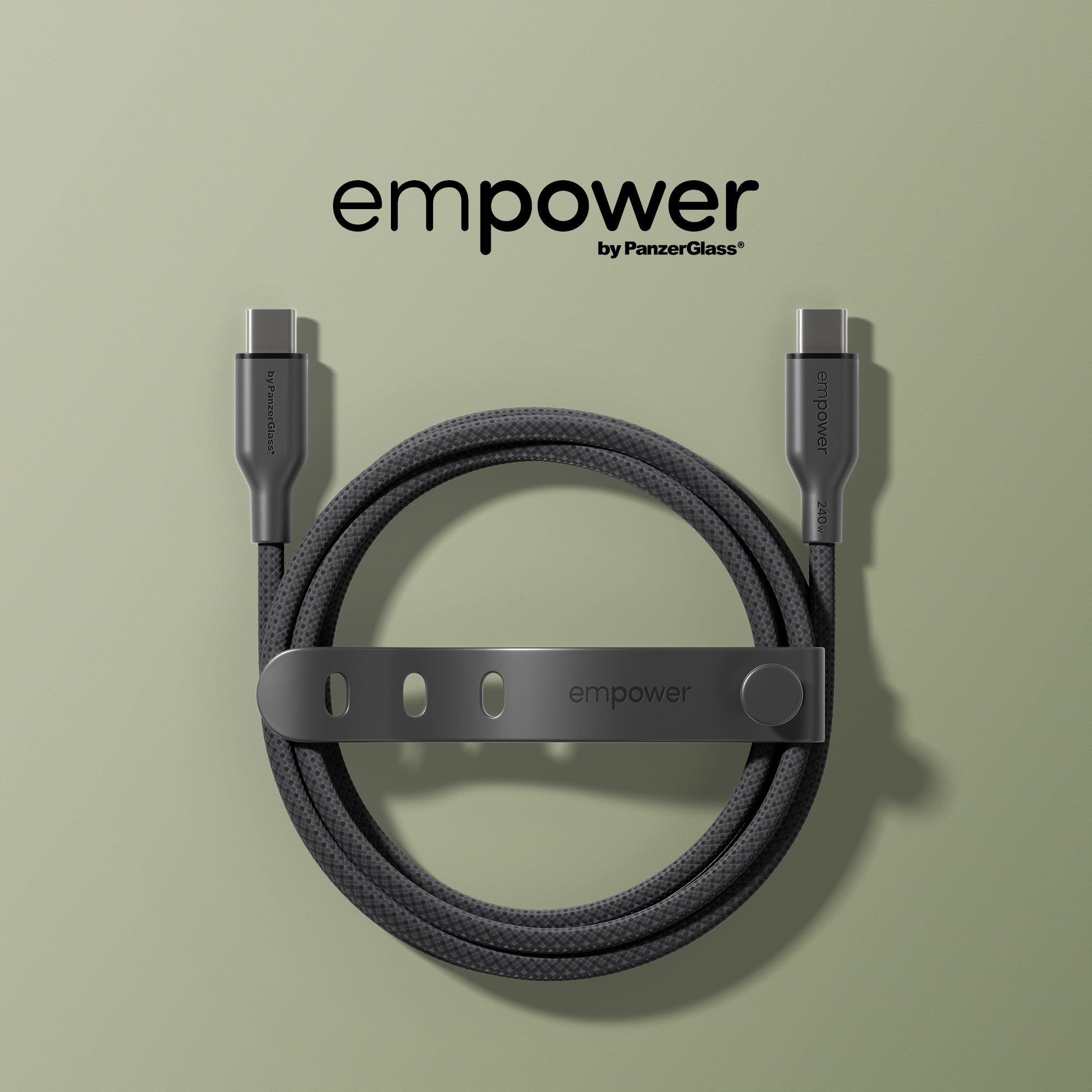 empower™ by PanzerGlass® Racing 240W USB-C to USB-C Kabel | USB 2.0 | 1.2M | Space Black