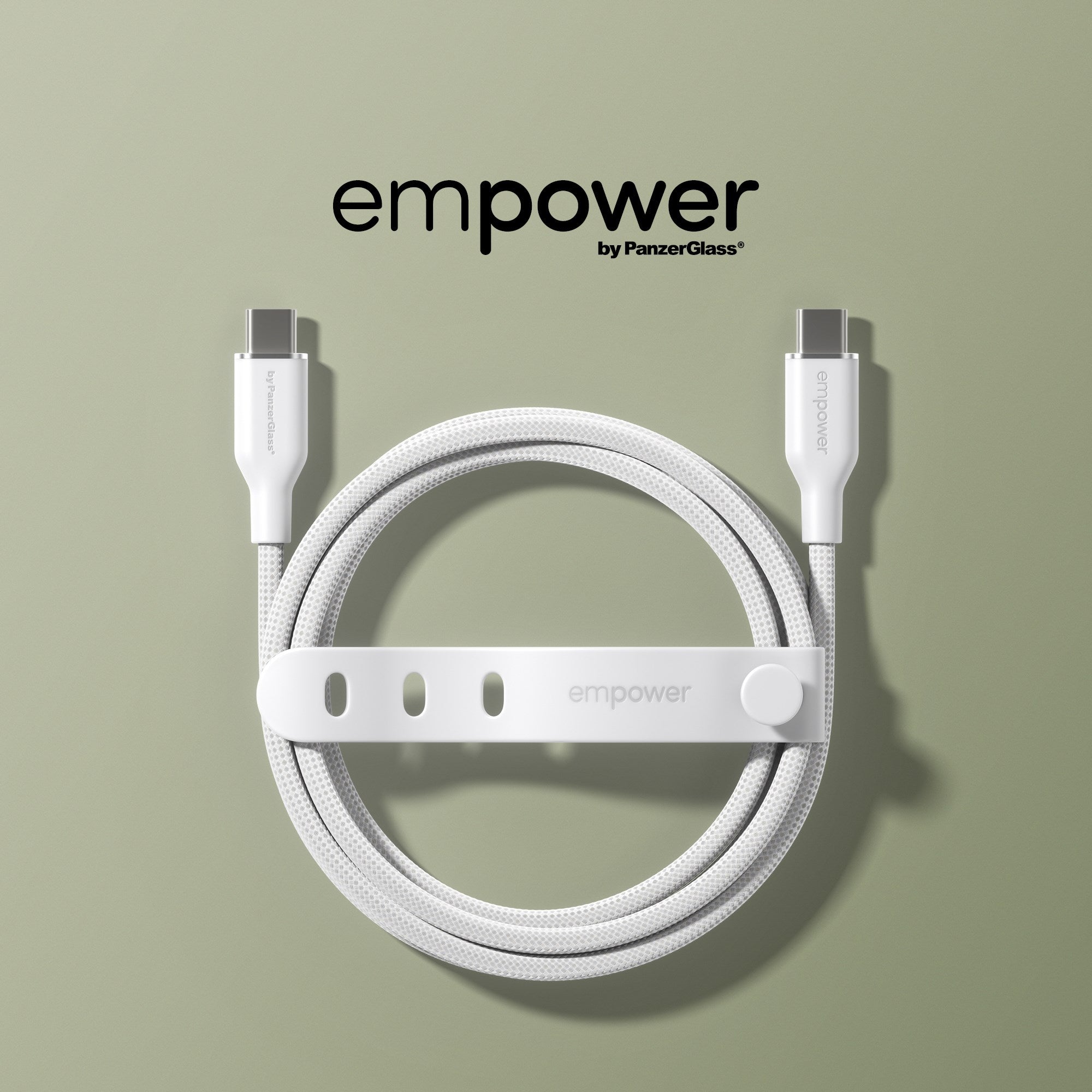 empower™ by PanzerGlass® Racing 60W USB-C to USB-C Kabel | USB 2.0 | 2M | Silver White