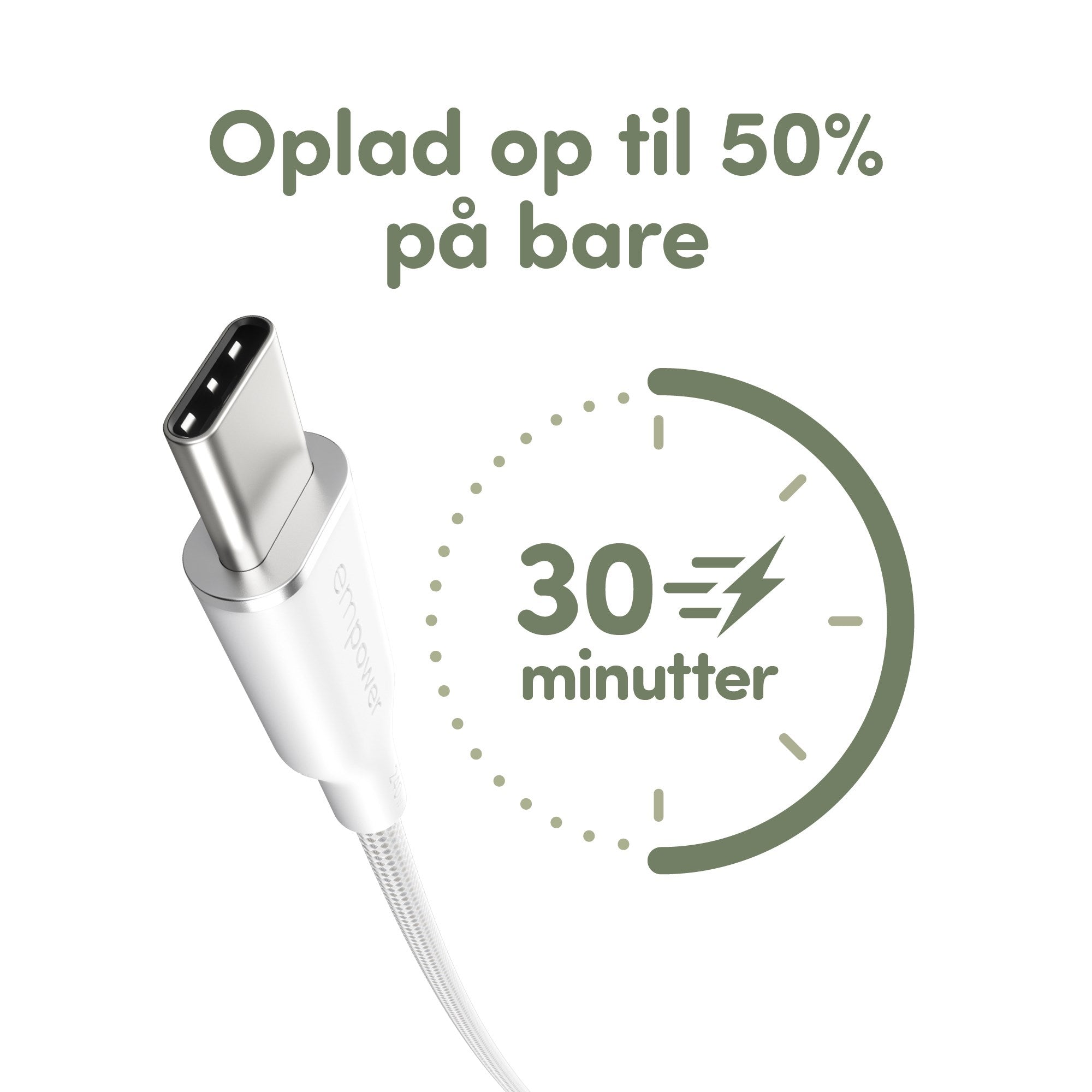 empower™ by PanzerGlass® Racing 240W USB-C to USB-C Kabel | USB 2.0 | 2M | Silver White