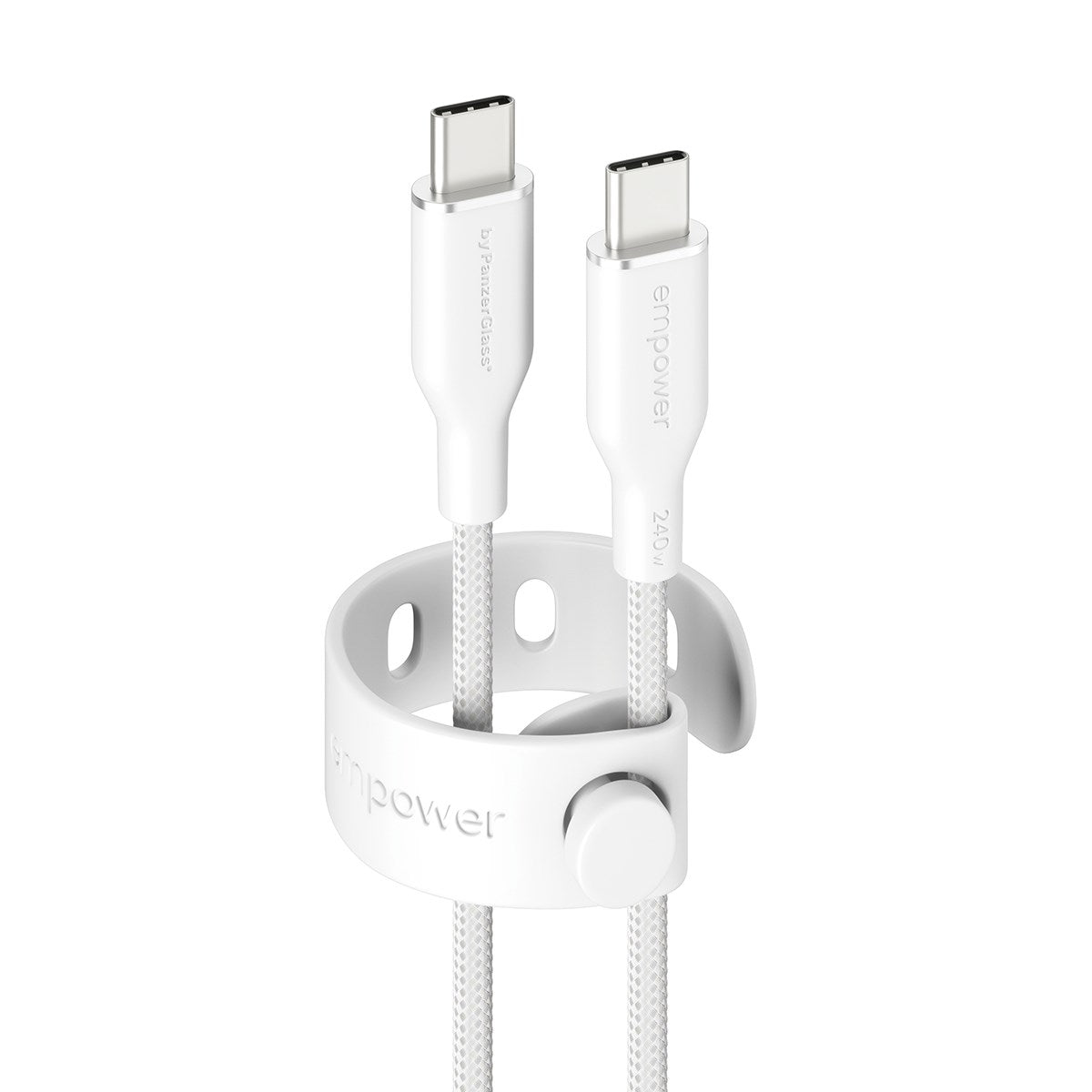 empower by PanzerGlass® Racing 240W USB-C to USB-C Kabel | USB 2.0 | 2M | Silver White