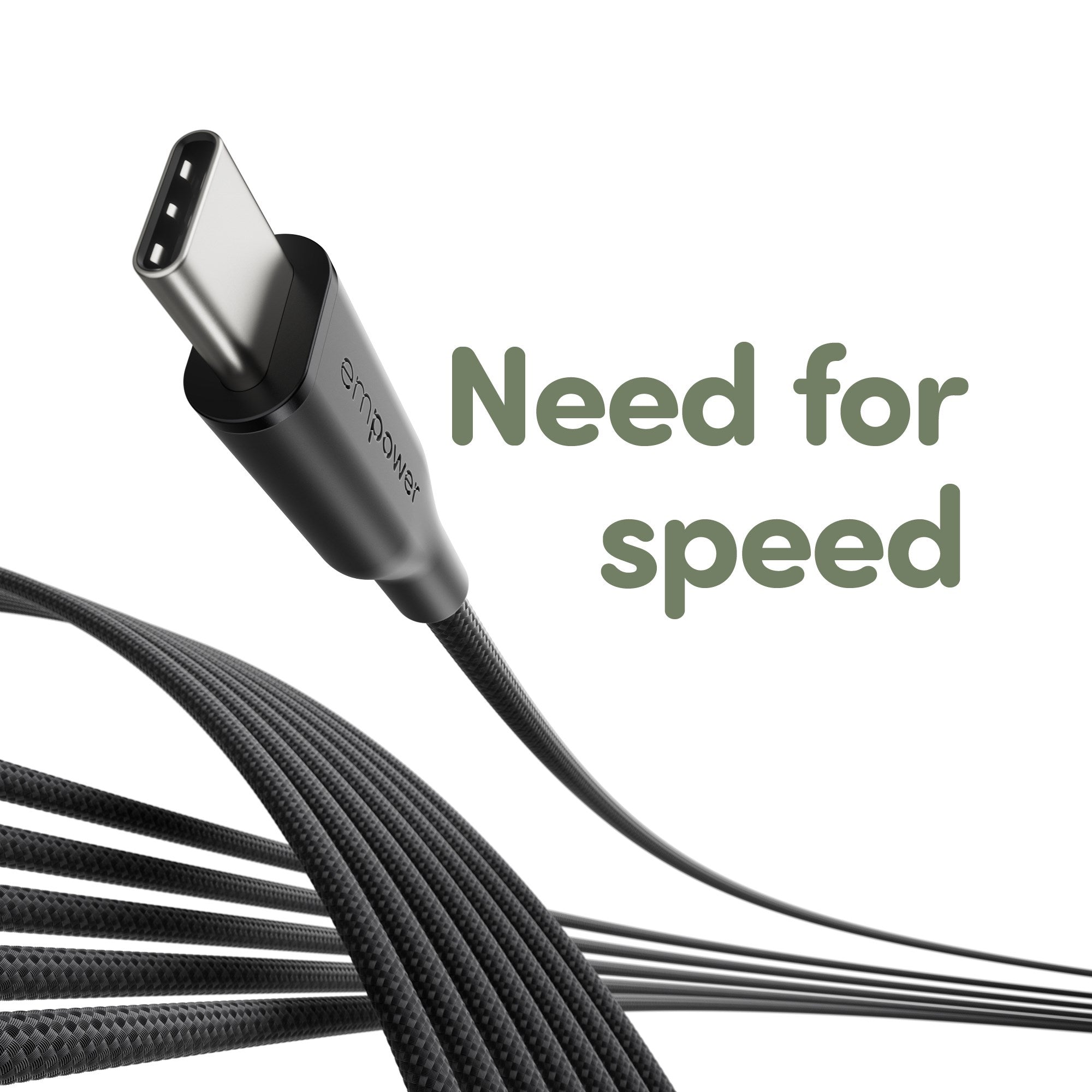 empower™ by PanzerGlass® Racing 60W USB-C to USB-C Kabel | USB 2.0 | 1.2M | Space Black