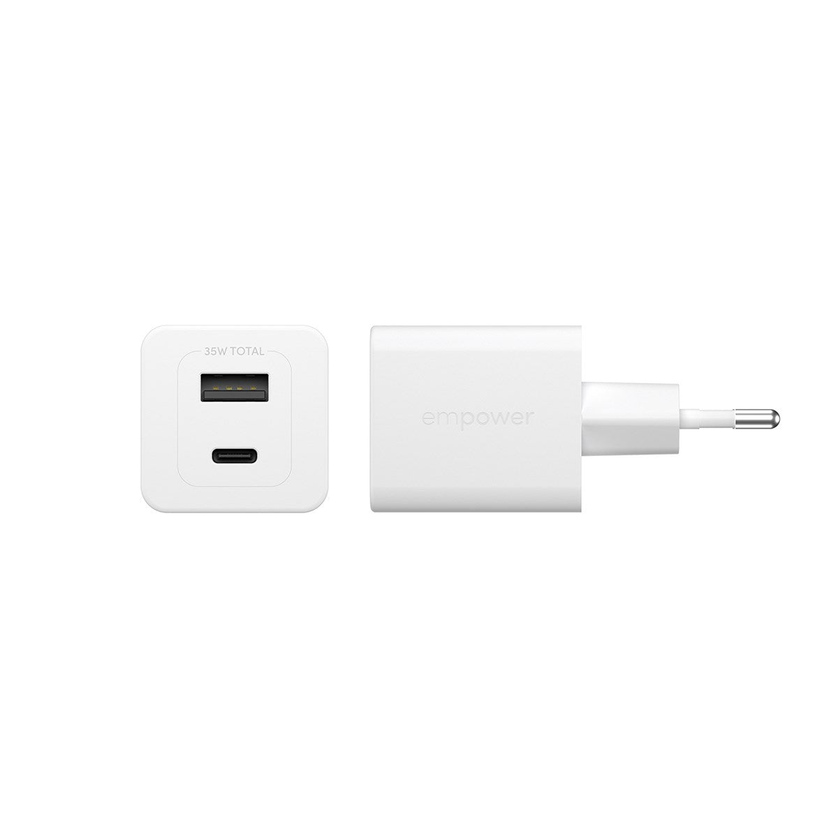 empower by PanzerGlass® Turbo 35W Oplader inkl. USB-C + USB-A | EU Stik | Silver White