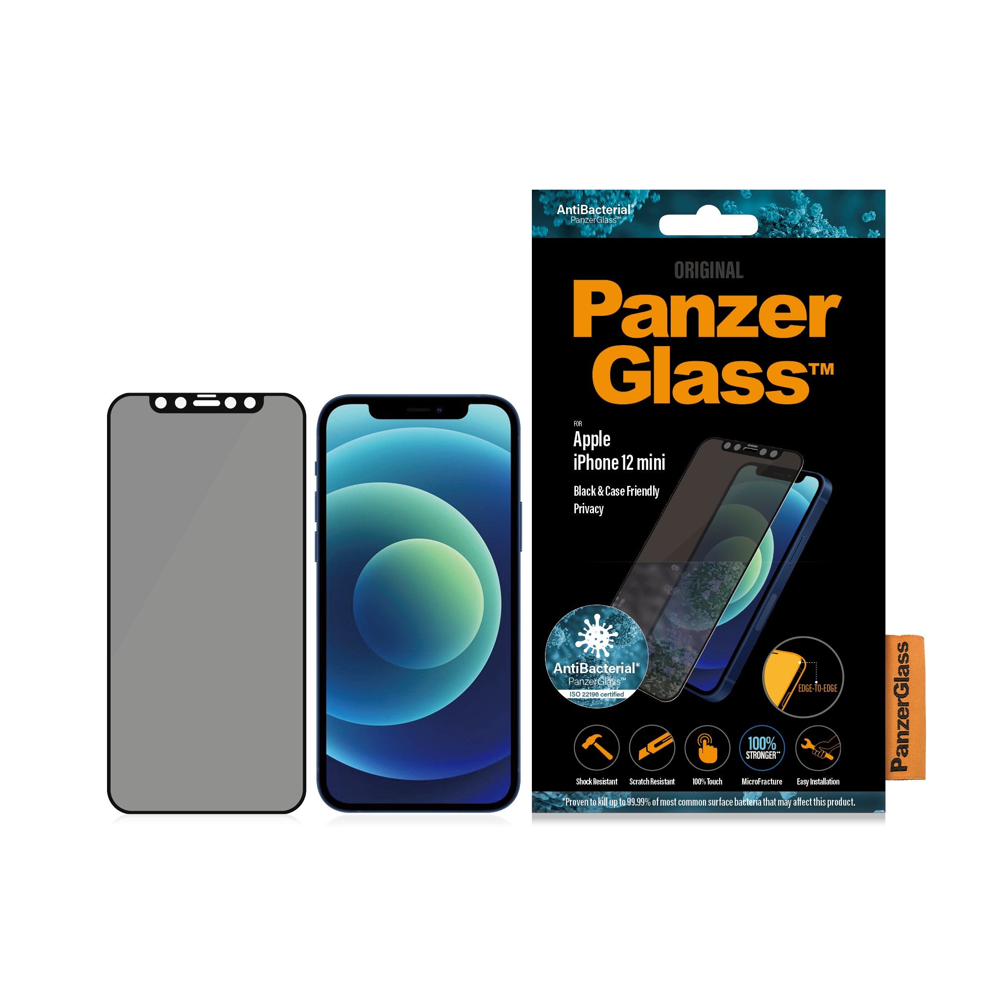 PanzerGlass® Privacy Skærmbeskyttelse iPhone 12 Mini | Edge-to-Edge