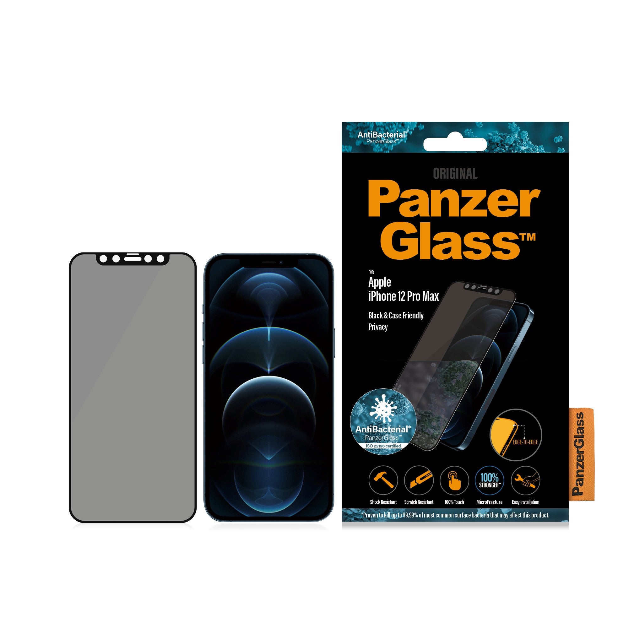 PanzerGlass® Privacy Skærmbeskyttelse iPhone 12 Pro Max | Edge-to-Edge