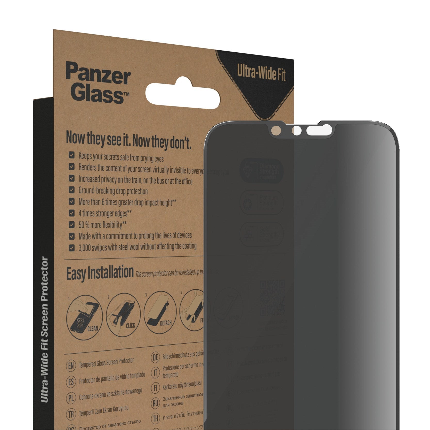 PanzerGlass® Privacy Skærmbeskyttelse iPhone 14 Plus | 13 Pro Max | Ultra-Wide Fit m. EasyAligner