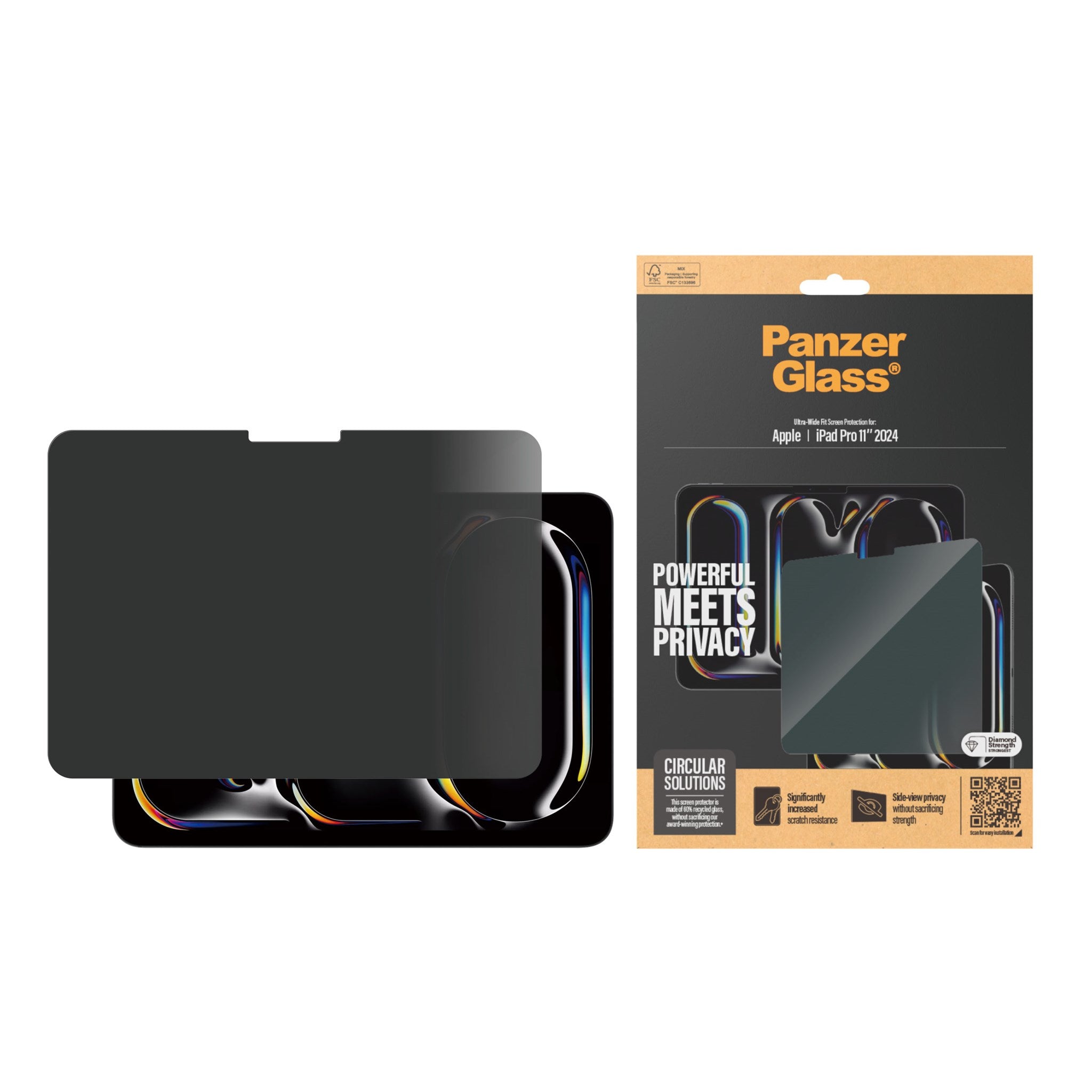 PanzerGlass® Privacy Skærmbeskyttelse PanzerGlass® iPad Pro 11'' (2024-2025) | Ultra-Wide Fit