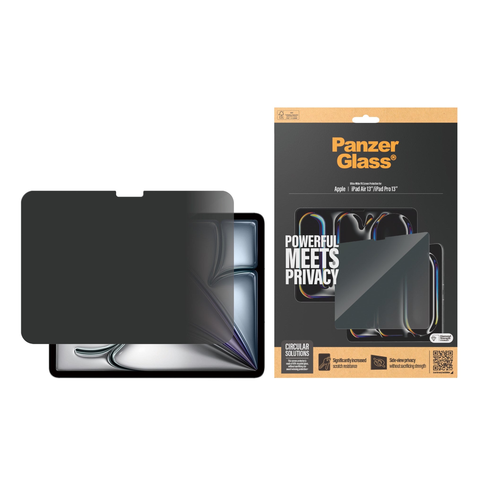 PanzerGlass® Privacy Skærmbeskyttelse iPad Air 13'' (2025-2024) | iPad Pro 13'' (2025-2024) | Ultra-Wide Fit