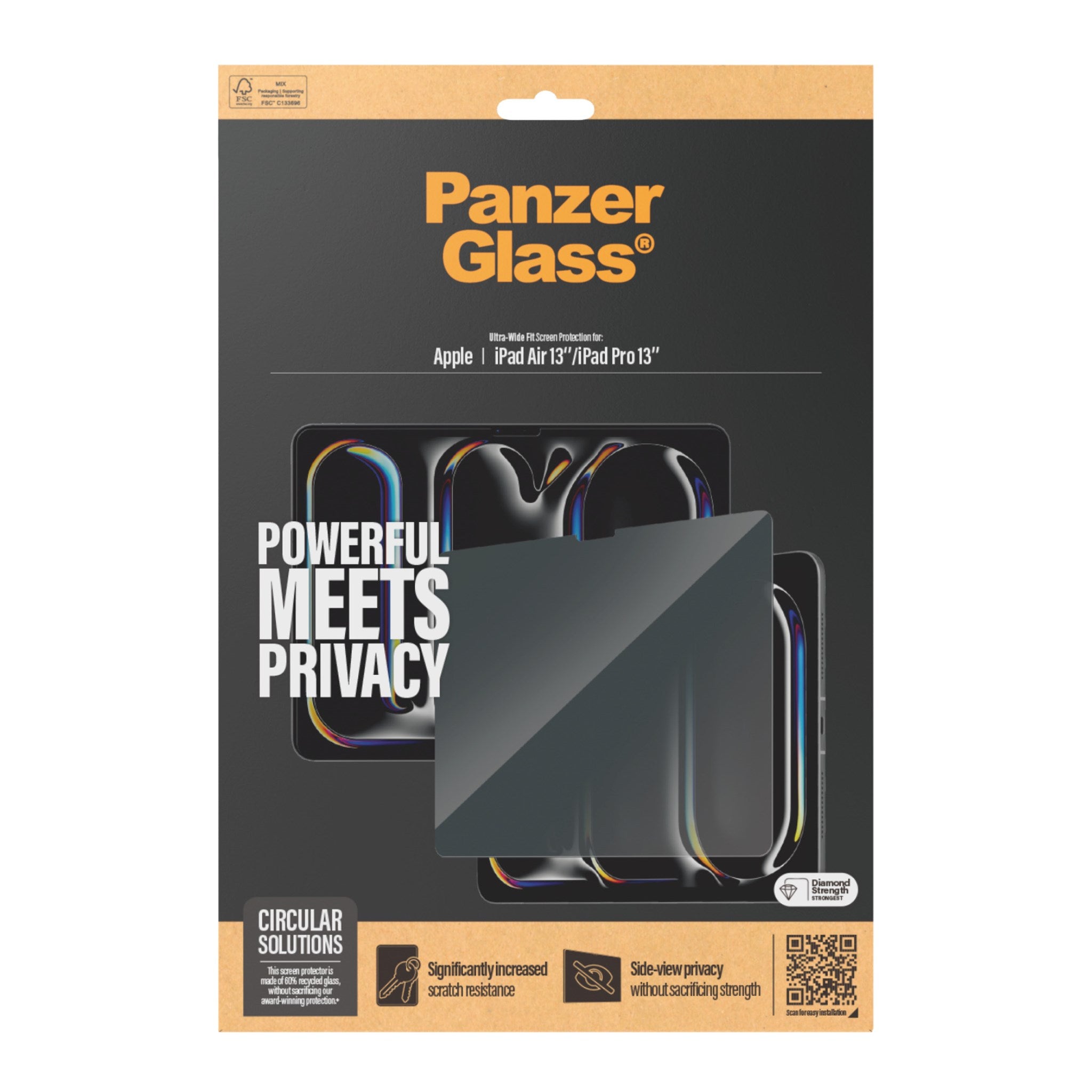 PanzerGlass® Privacy Skærmbeskyttelse iPad Air 13'' (2025-2024) | iPad Pro 13'' (2025-2024) | Ultra-Wide Fit