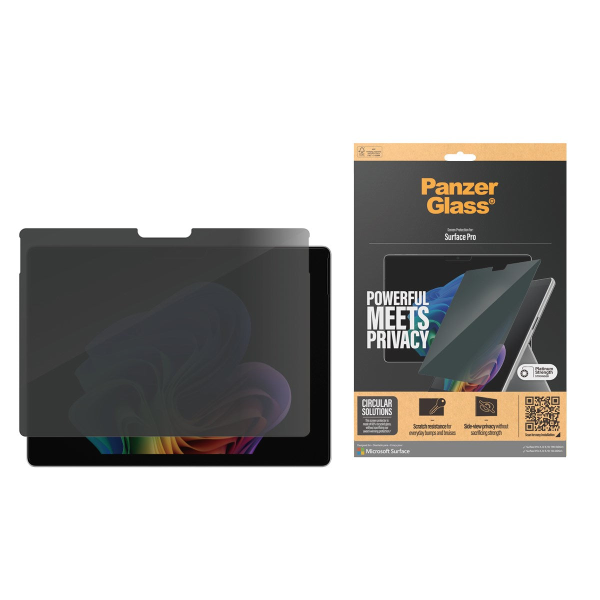 PanzerGlass® Privacy Skærmbeskyttelse Microsoft Surface Pro X | Pro 8 | Pro 9 | Pro 10 | Pro 11th Edition | Ultra-Wide Fit