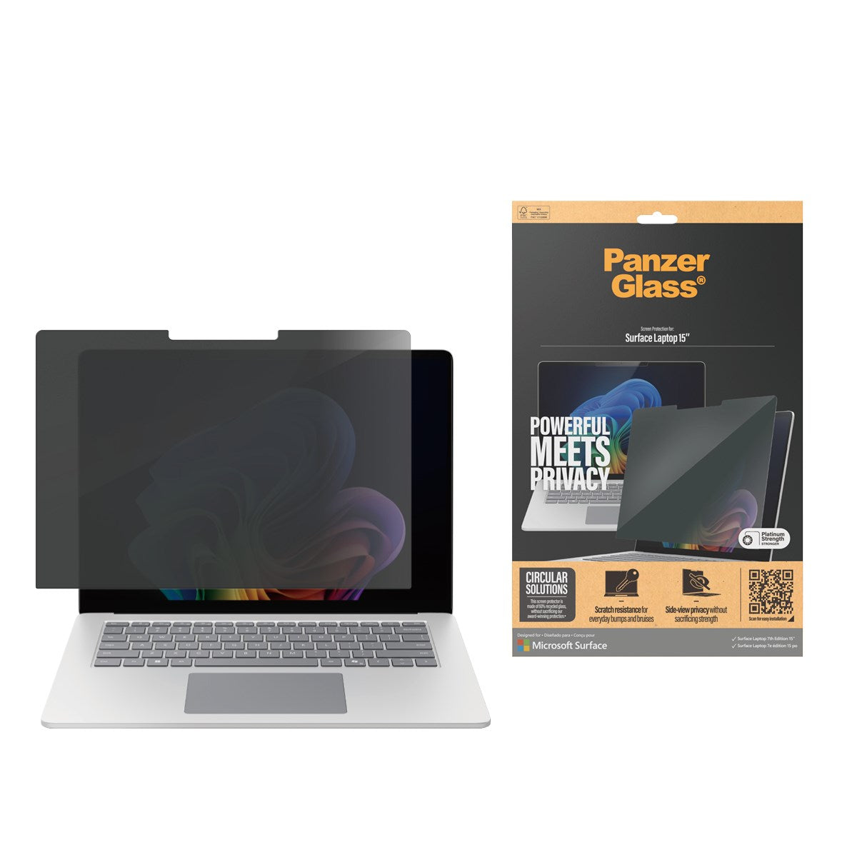 PanzerGlass® Privacy Skærmbeskyttelse Microsoft Surface Laptop 7th Edition 15''  | Ultra-Wide Fit