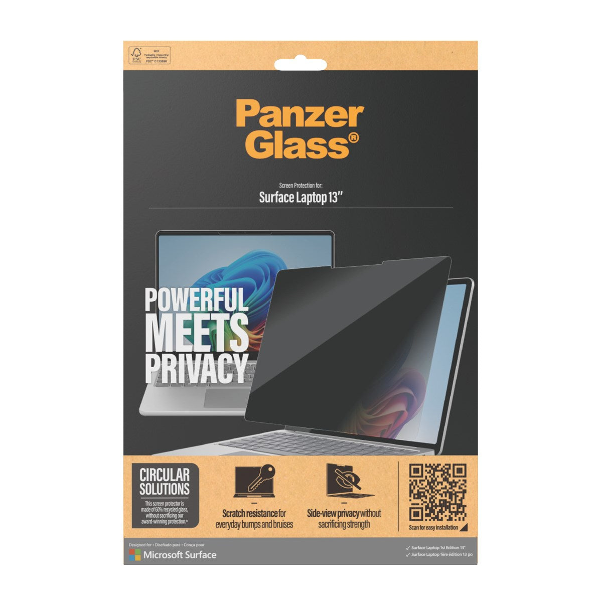 PanzerGlass® Privacy Skærmbeskyttelse Microsoft Surface Laptop 13''  | Ultra-Wide Fit