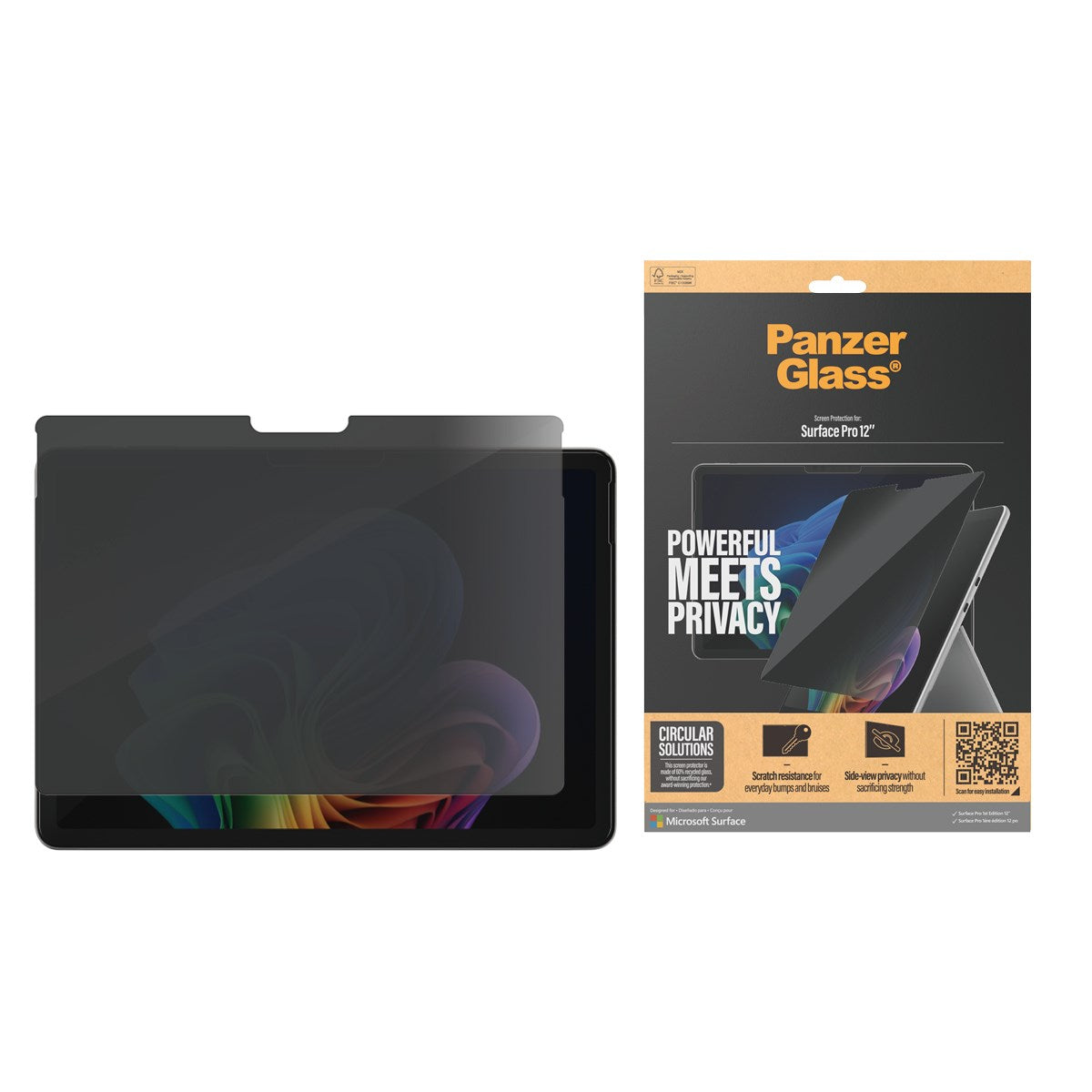 PanzerGlass® 2-Way Privacy Skærmbeskyttelse Microsoft Surface Pro 12” | Ultra-Wide Fit