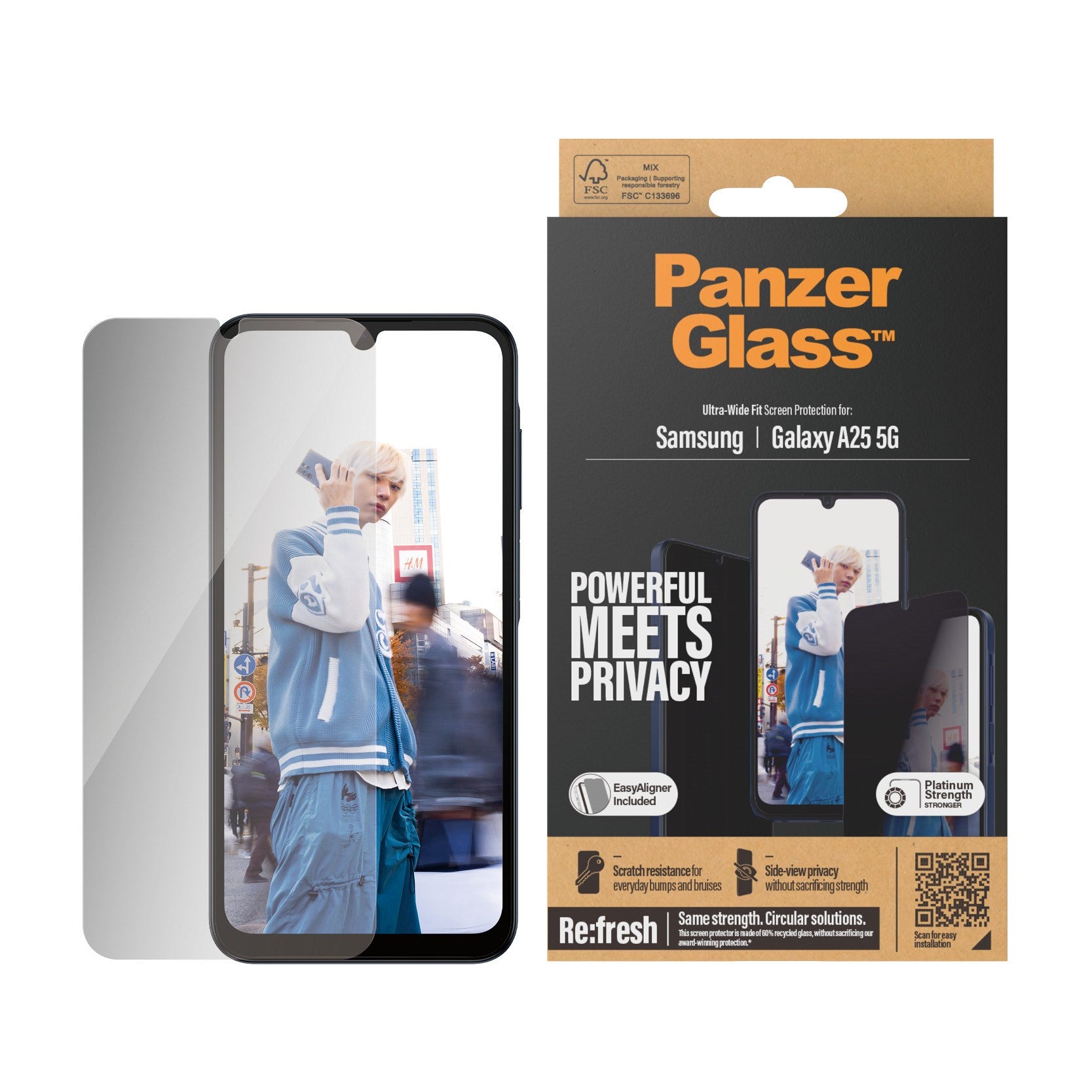 PanzerGlass® Privacy Skærmbeskyttelse Samsung Galaxy A25 | A25 5G | Ultra-Wide Fit m. EasyAligner