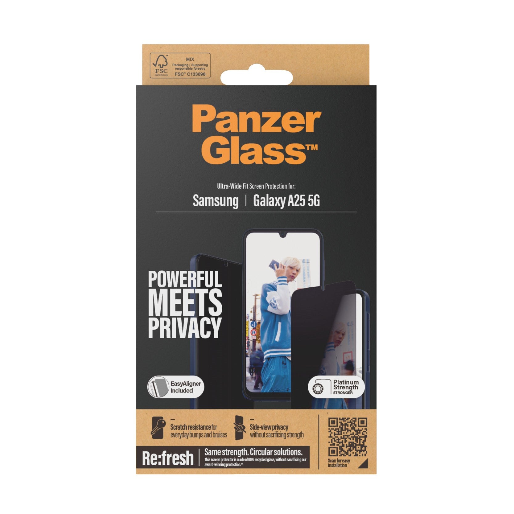PanzerGlass® Privacy Skærmbeskyttelse Samsung Galaxy A25 | A25 5G | Ultra-Wide Fit m. EasyAligner