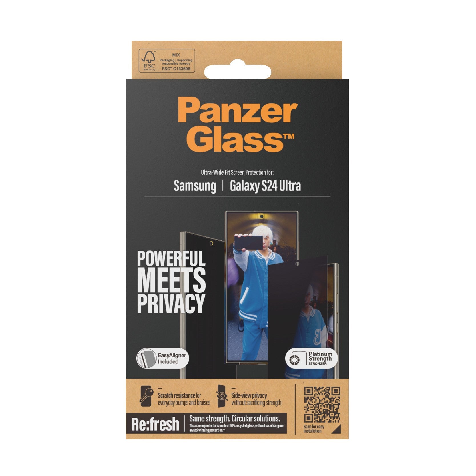 PanzerGlass® Privacy Skærmbeskyttelse Samsung Galaxy S24 Ultra | Ultra-Wide Fit m. EasyAligner