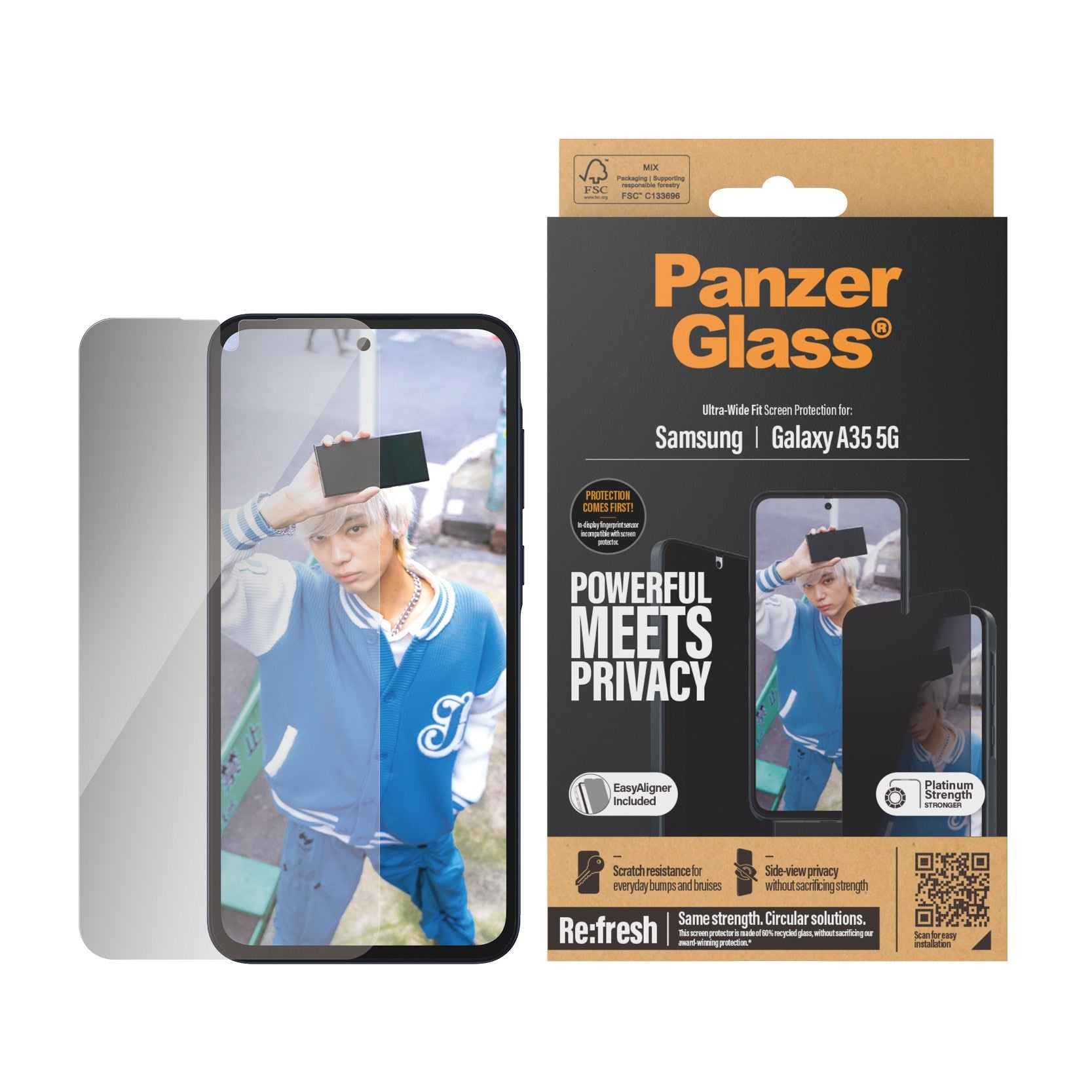 PanzerGlass® Privacy Skærmbeskyttelse Samsung Galaxy A35 5G | Ultra-Wide Fit