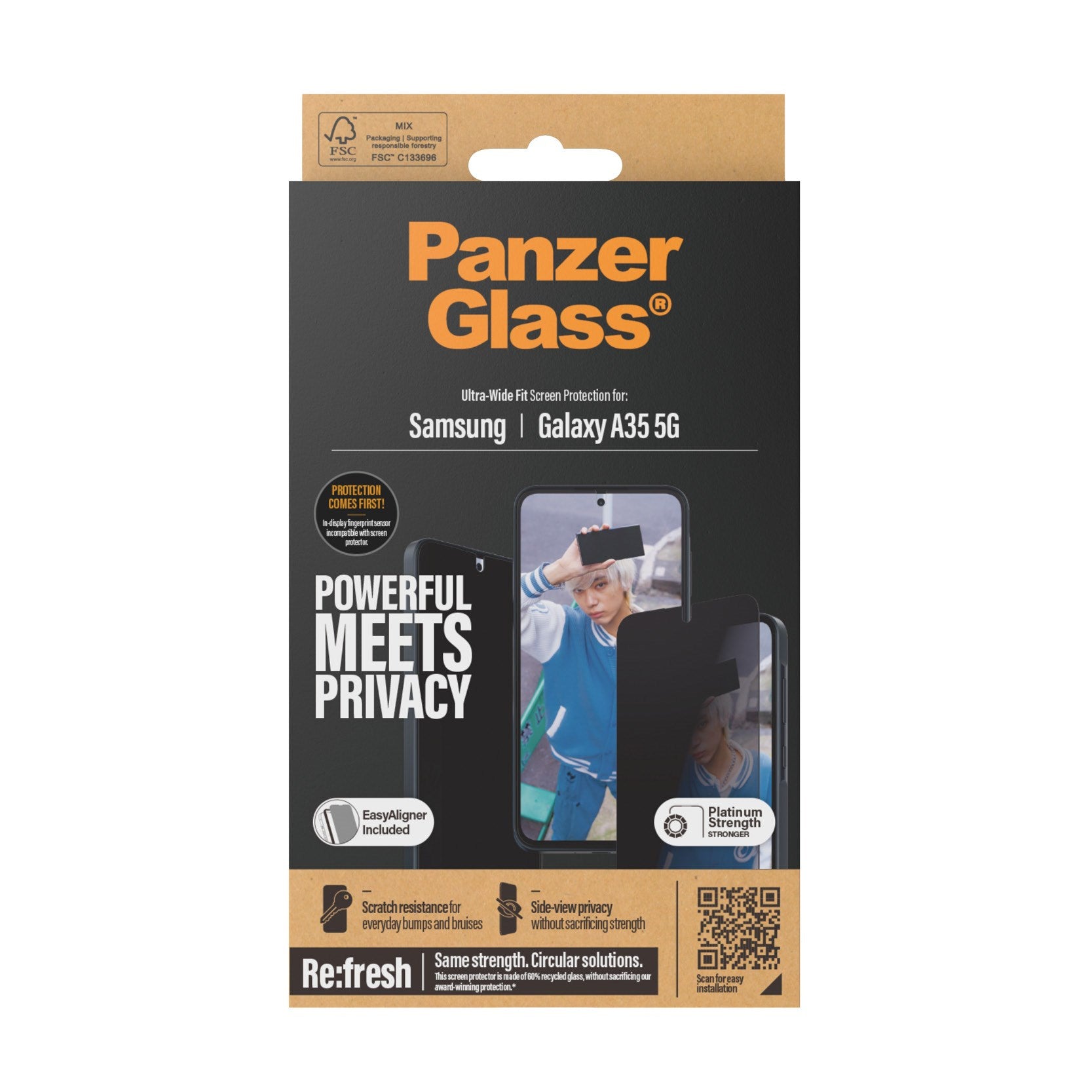 PanzerGlass® Privacy Skærmbeskyttelse Samsung Galaxy A35 5G | Ultra-Wide Fit