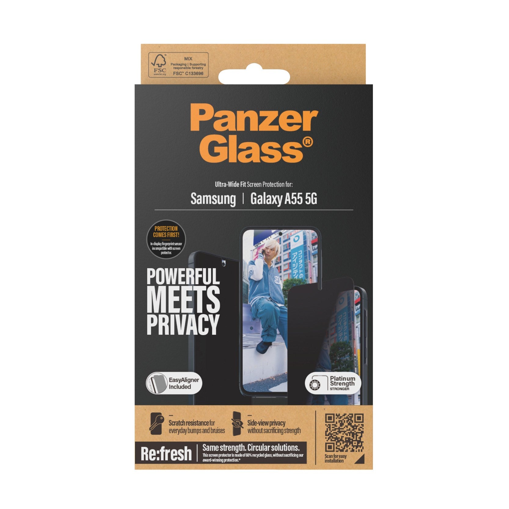PanzerGlass® Privacy Skærmbeskyttelse Samsung Galaxy A55 5G | Ultra-Wide Fit