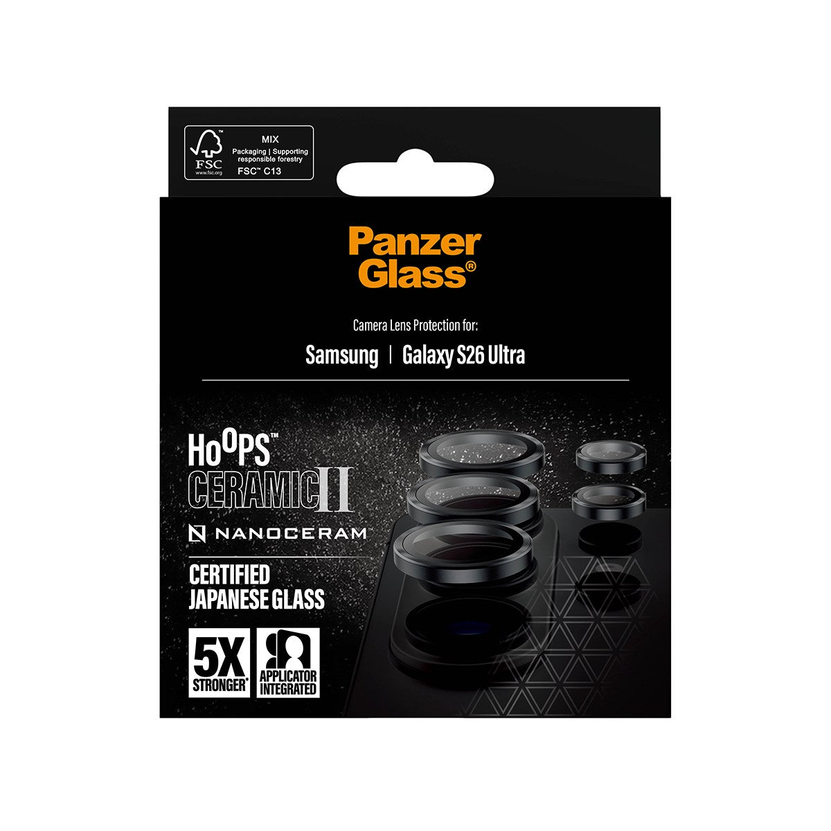 PanzerGlass® Hoops® Ceramic II Kameralinsebeskytter Samsung Galaxy S26 Ultra
