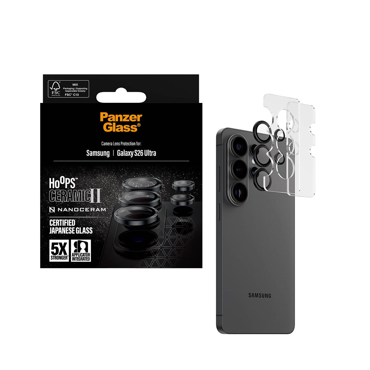 PanzerGlass® Hoops® Ceramic II Kameralinsebeskytter Samsung Galaxy S26 Ultra