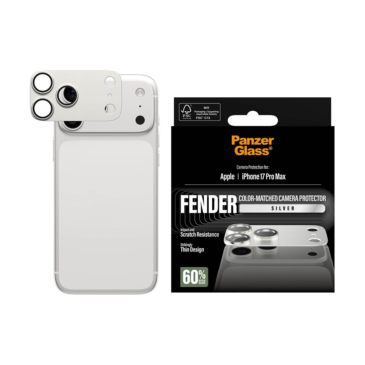 PanzerGlass® Fender Kamerabeskytter Sølv iPhone 17 Pro Max