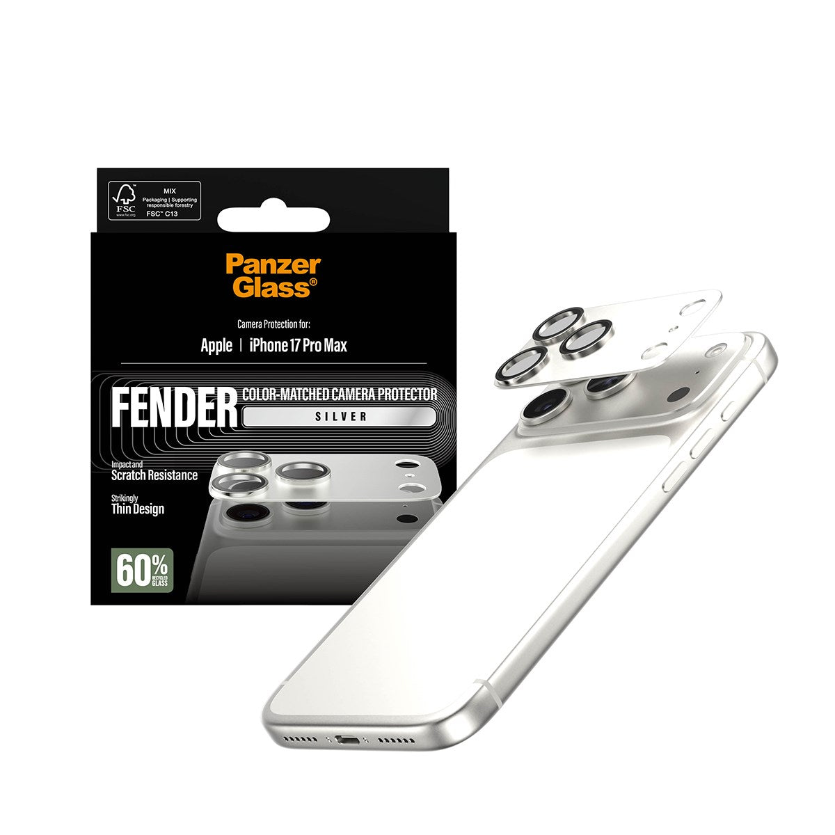 PanzerGlass® Fender Kamerabeskytter Sølv iPhone 17 Pro Max